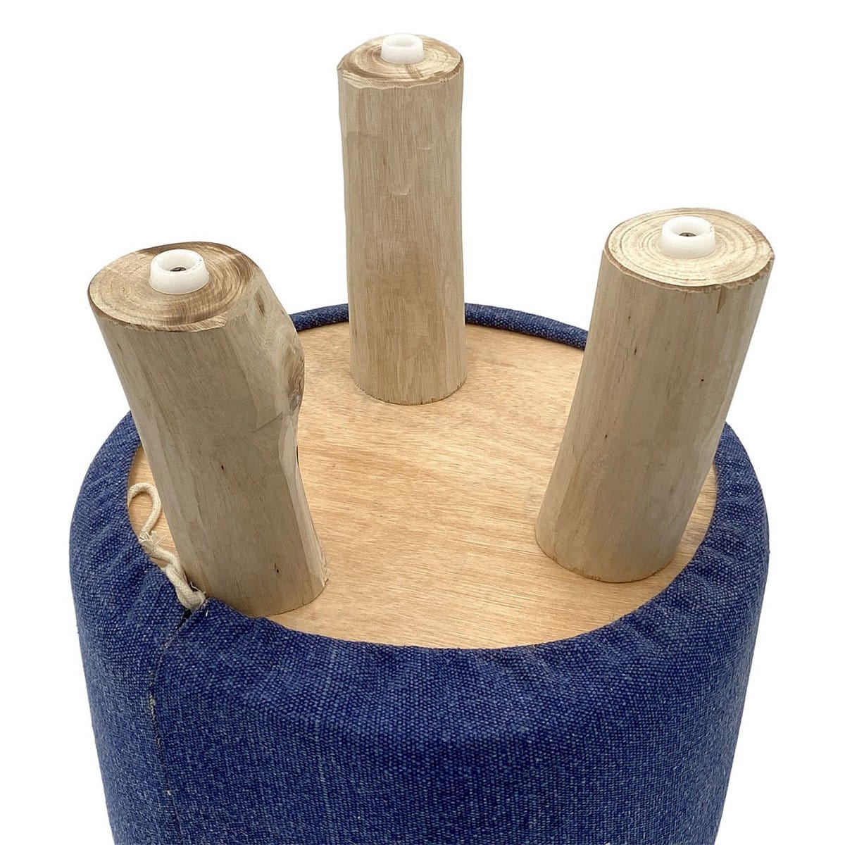 Voglrieder kreatives Wohnen Kruk Stone Washed Ø 35 cm Hoogte 45 cm Kruk Poef Kruk met houten poten van teakhout