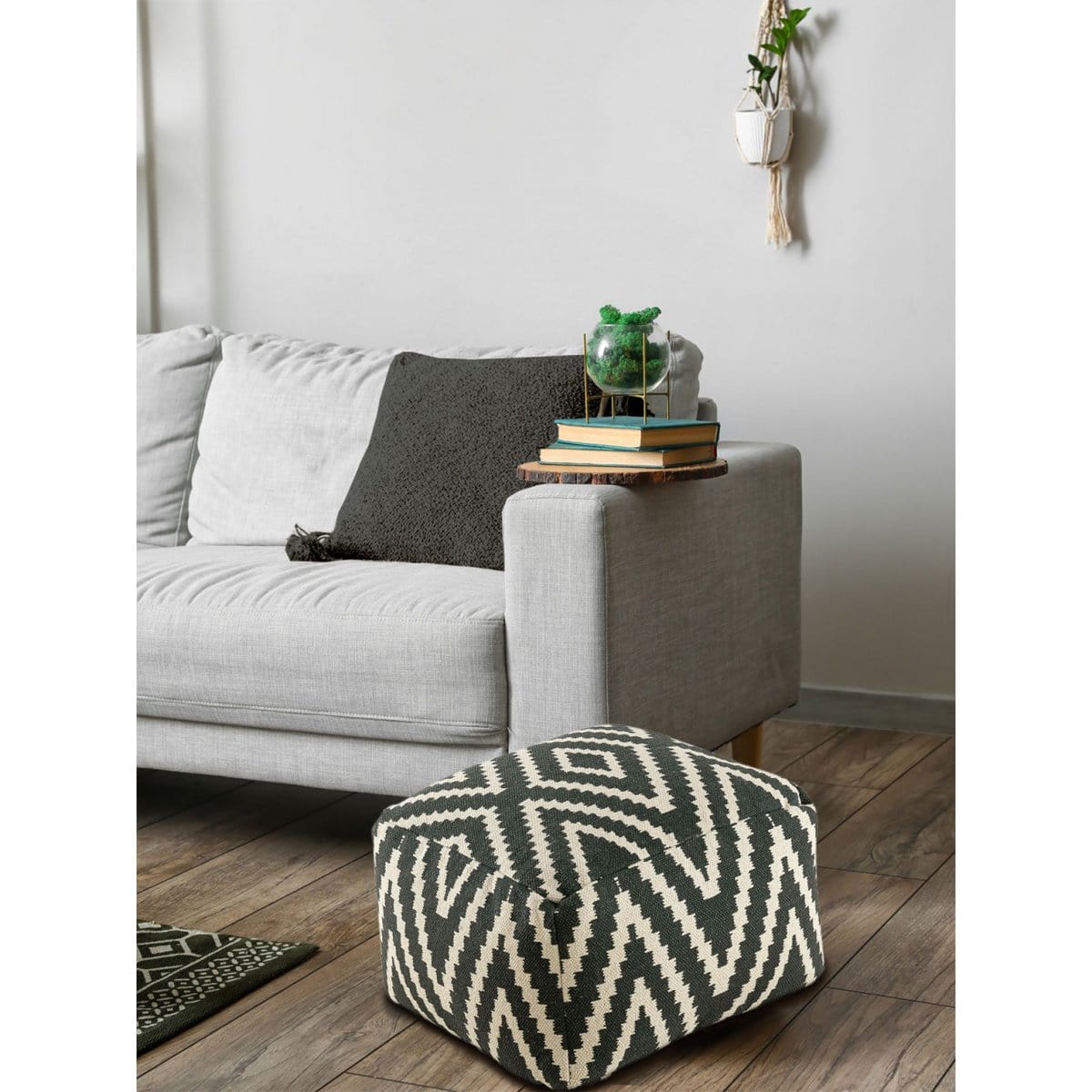 Voglrieder kreatives Wohnen Kubuszit poef kruk 55x37x55 cm poef kelim vloerkussen Peru zwart taupe geel turquoise