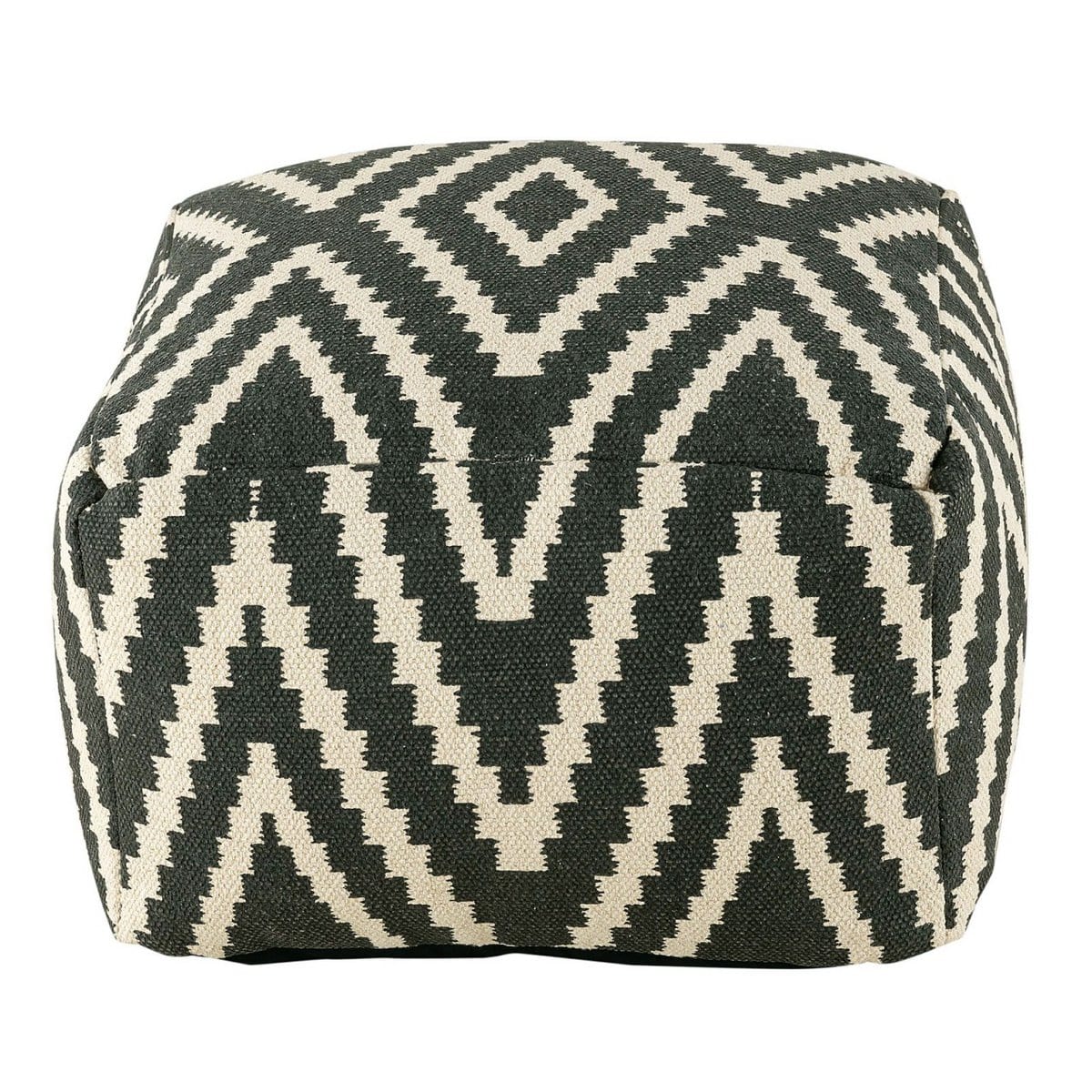 Voglrieder kreatives Wohnen Kubuszit poef kruk 55x37x55 cm poef kelim vloerkussen Peru zwart taupe geel turquoise