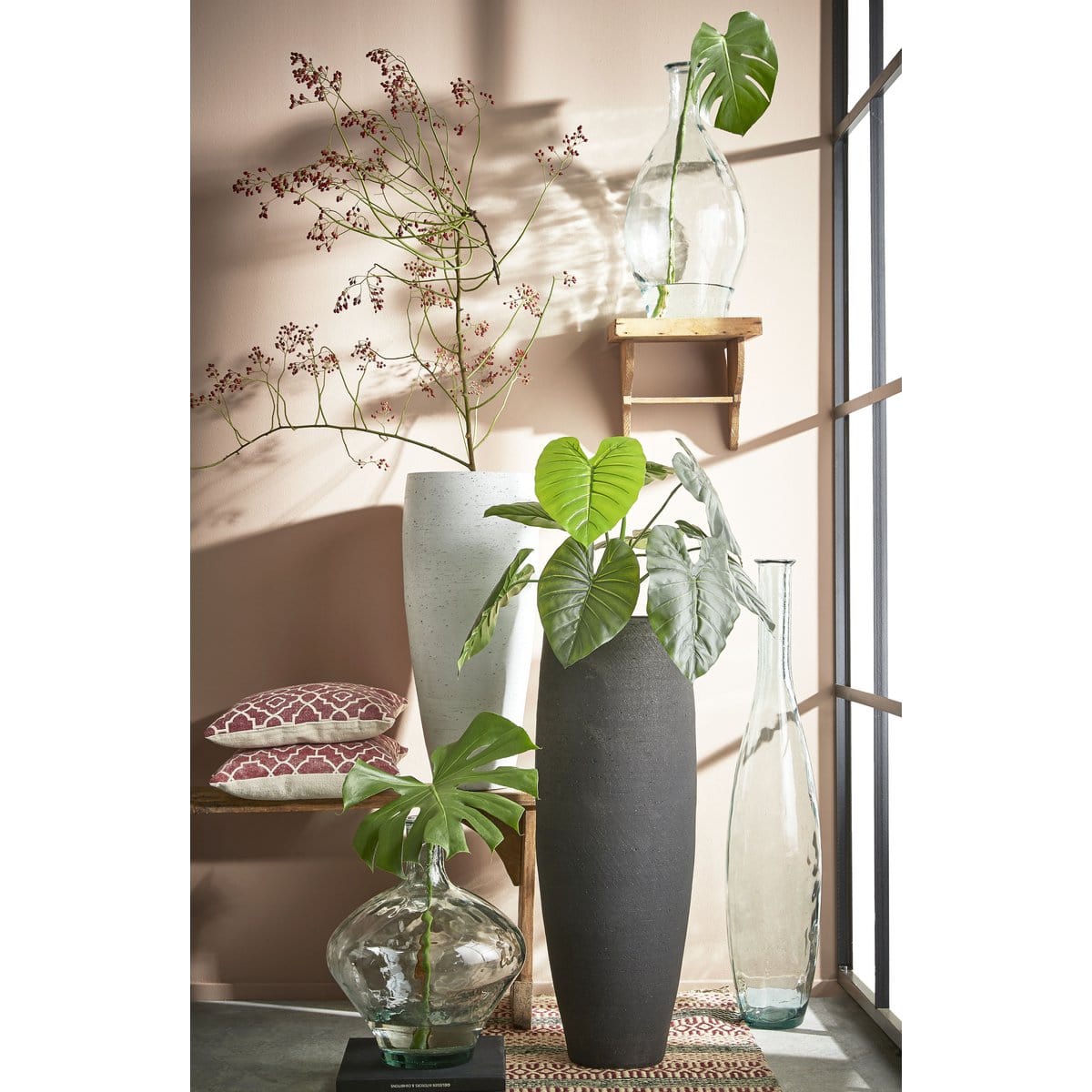 Mica Decorations Kyara Fles Vaas - H100 x Ø20 cm - Gerecycled Glas - Transparant