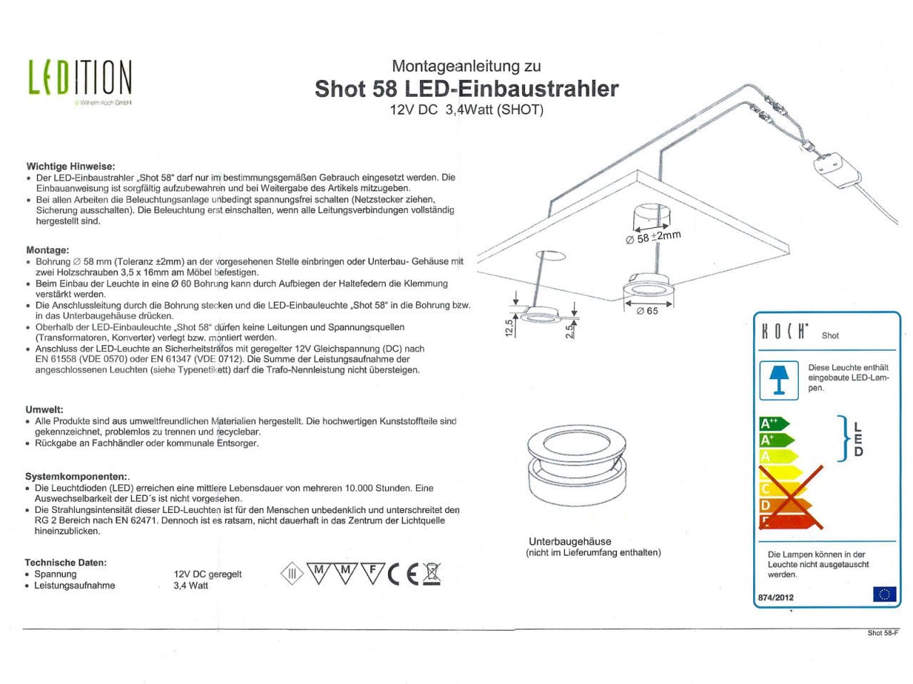 Voglrieder kreatives Wohnen LED inbouwspotset meubelverlichting meubelinbouwlampen inbouwlamp verlichting zelfinstallatie
