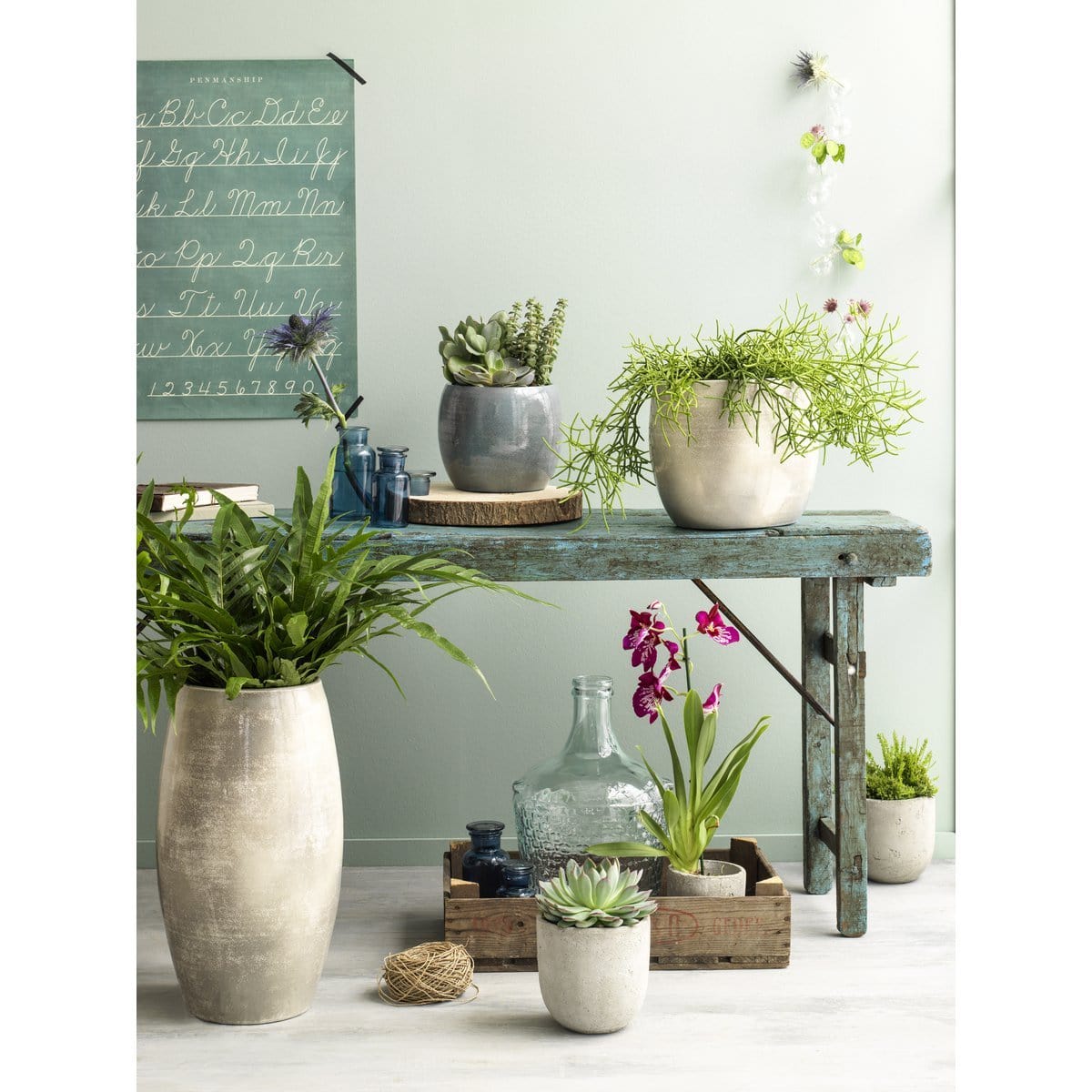 Mica Decorations Lester Bloempot - H26 x Ø28 cm - Terracotta - Lichtgrijs
