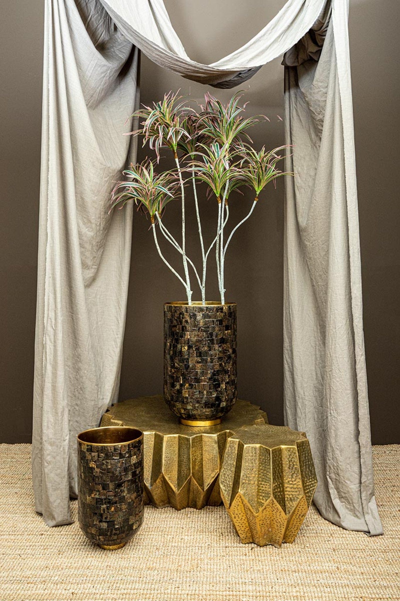 PTMD Loder Gold Horn glanzende pot natuurhoorn mozaïek SV2