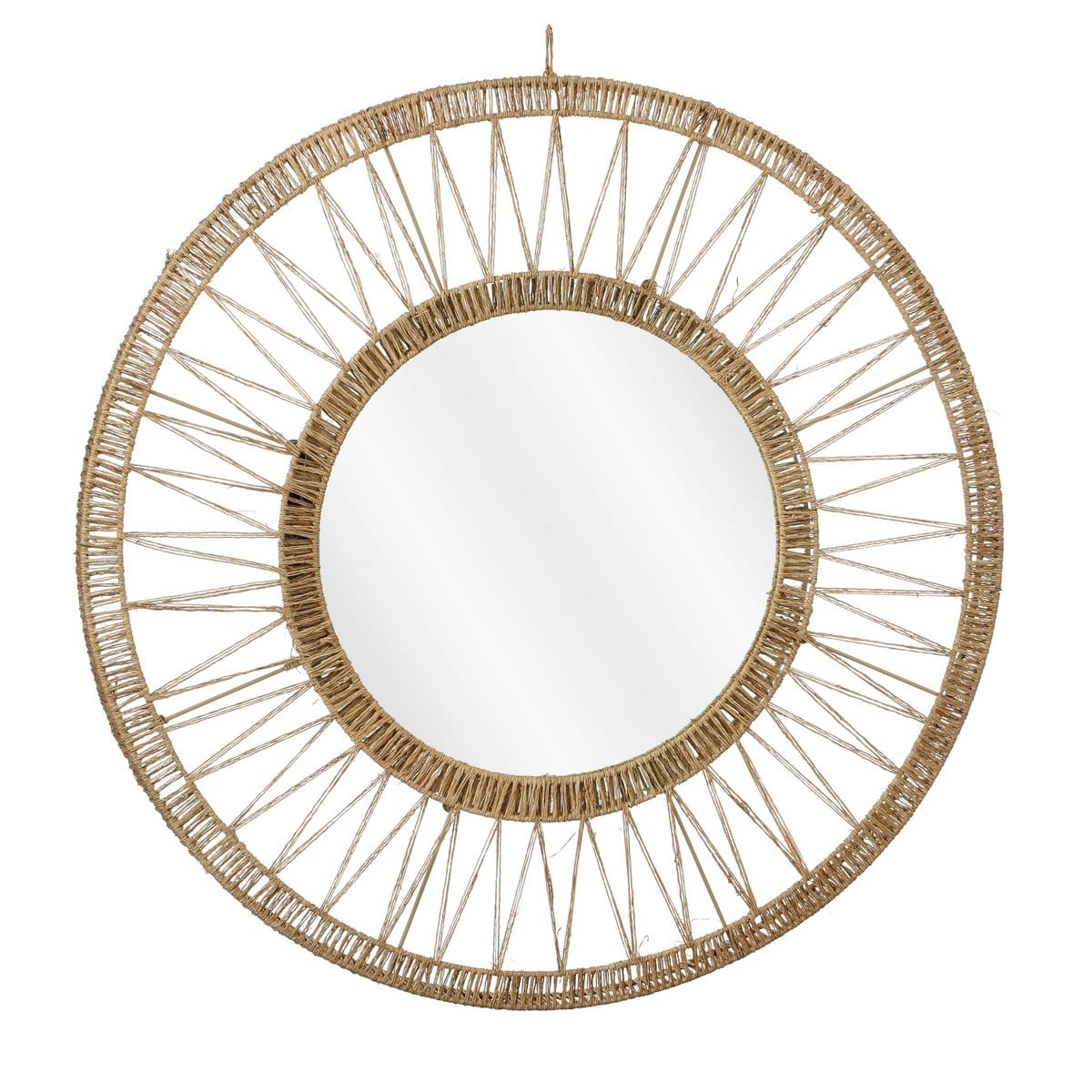 Mica Decorations Ludy Wandspiegel - H5 x Ø70 cm - Jute - Lichtbruin