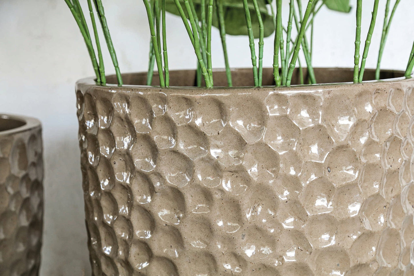 PTMD Matty Beige Grijze keramische ronde pot cirkels SV5