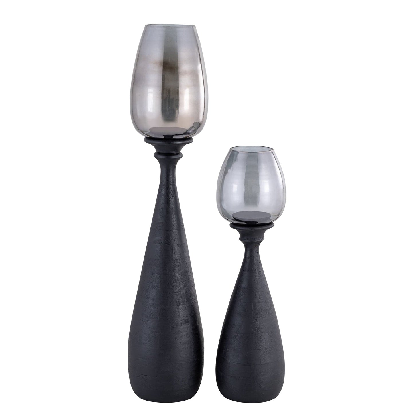PTMD Midi Zwart mangohout stormlicht rookglas M