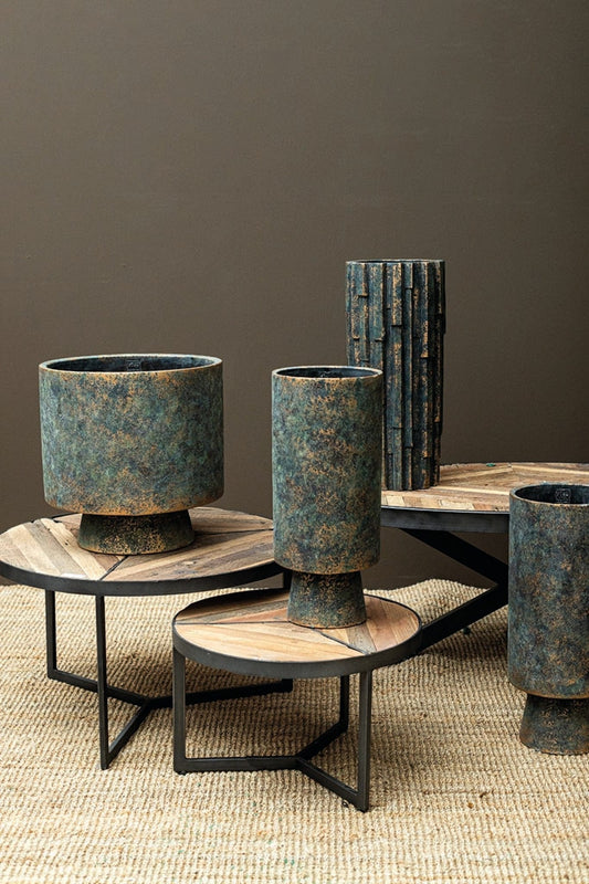 PTMD Mister Black cementpot ruwe kleur rond hoog M