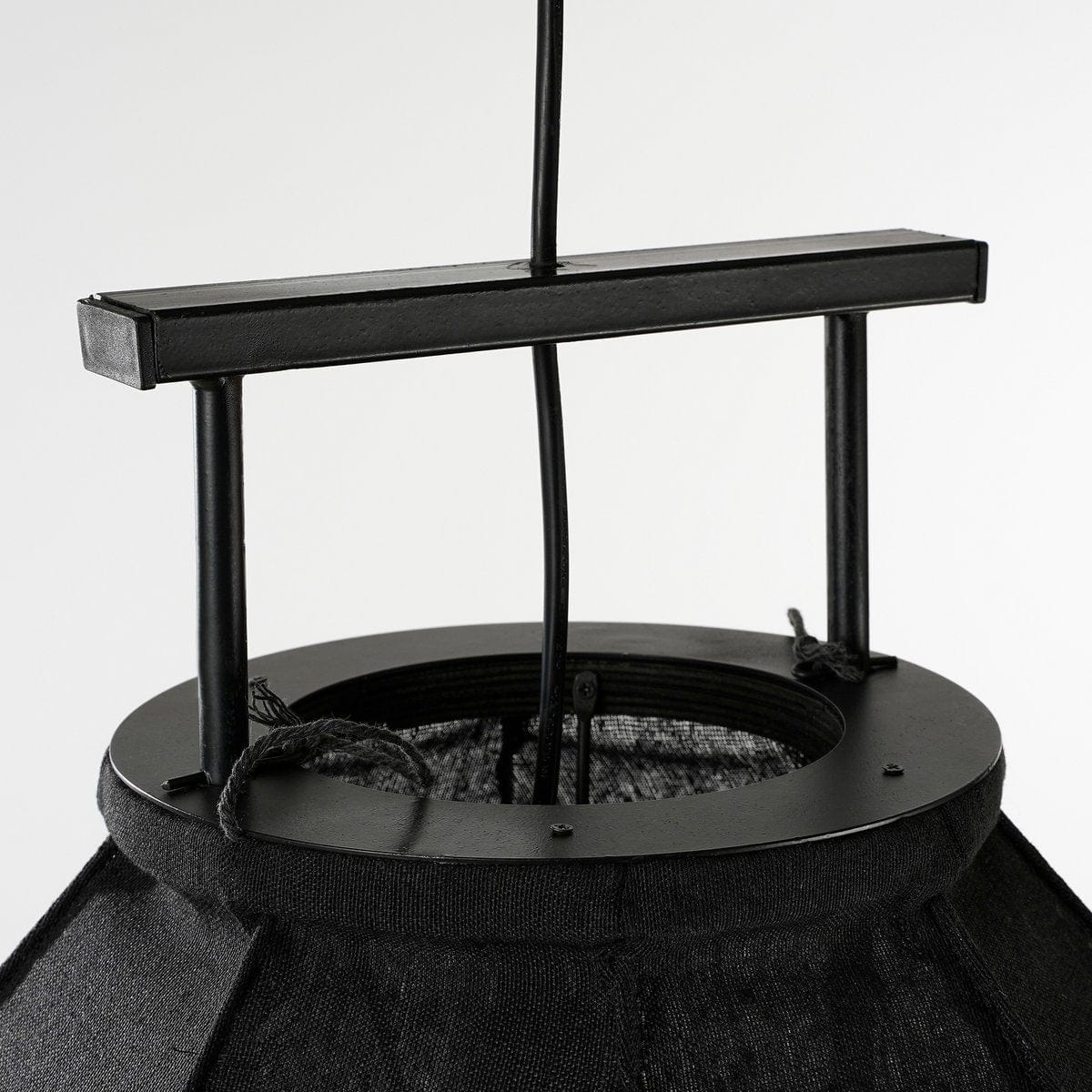 Mica Decorations Pego Hanglamp - H73 x Ø54 cm - Linnen - Zwart