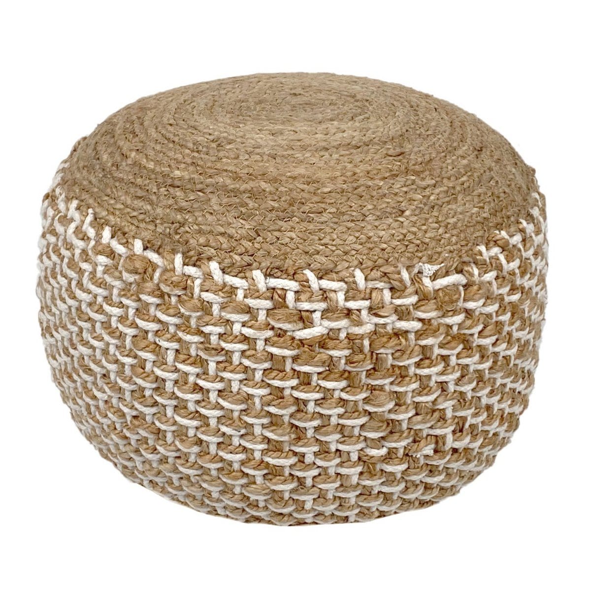 Voglrieder kreatives Wohnen Poef jute kruk rond 50x50 cm decoratieve kruk jute naturel poef vloerkussen voetenbank
