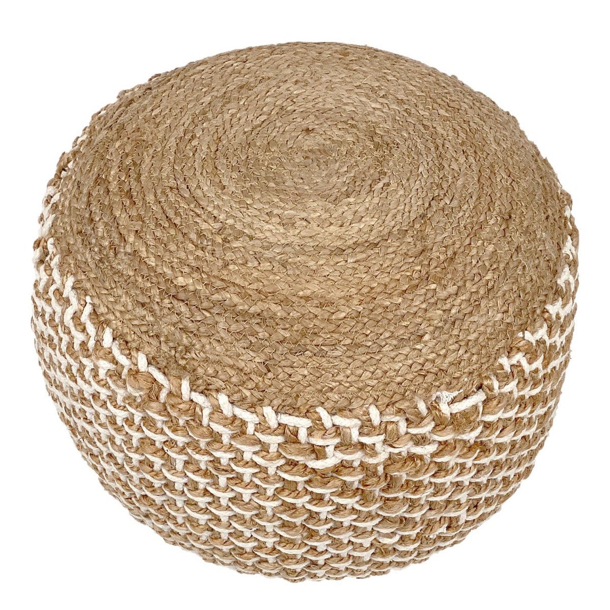 Voglrieder kreatives Wohnen Poef jute kruk rond 50x50 cm decoratieve kruk jute naturel poef vloerkussen voetenbank