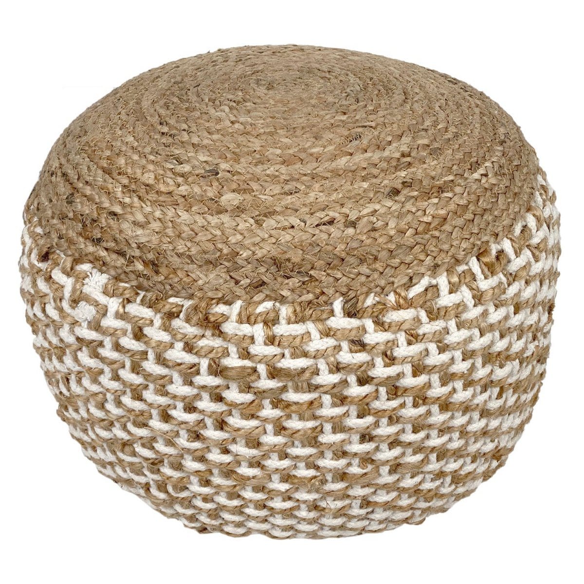 Voglrieder kreatives Wohnen Poef jute kruk rond 50x50 cm decoratieve kruk jute naturel poef vloerkussen voetenbank