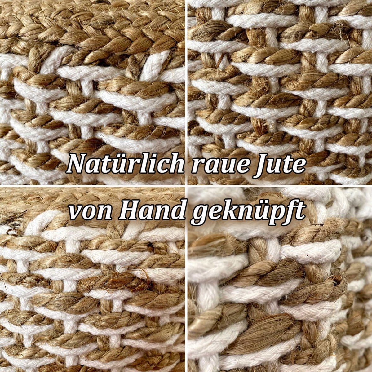 Voglrieder kreatives Wohnen Poef jute kruk rond 50x50 cm decoratieve kruk jute naturel poef vloerkussen voetenbank