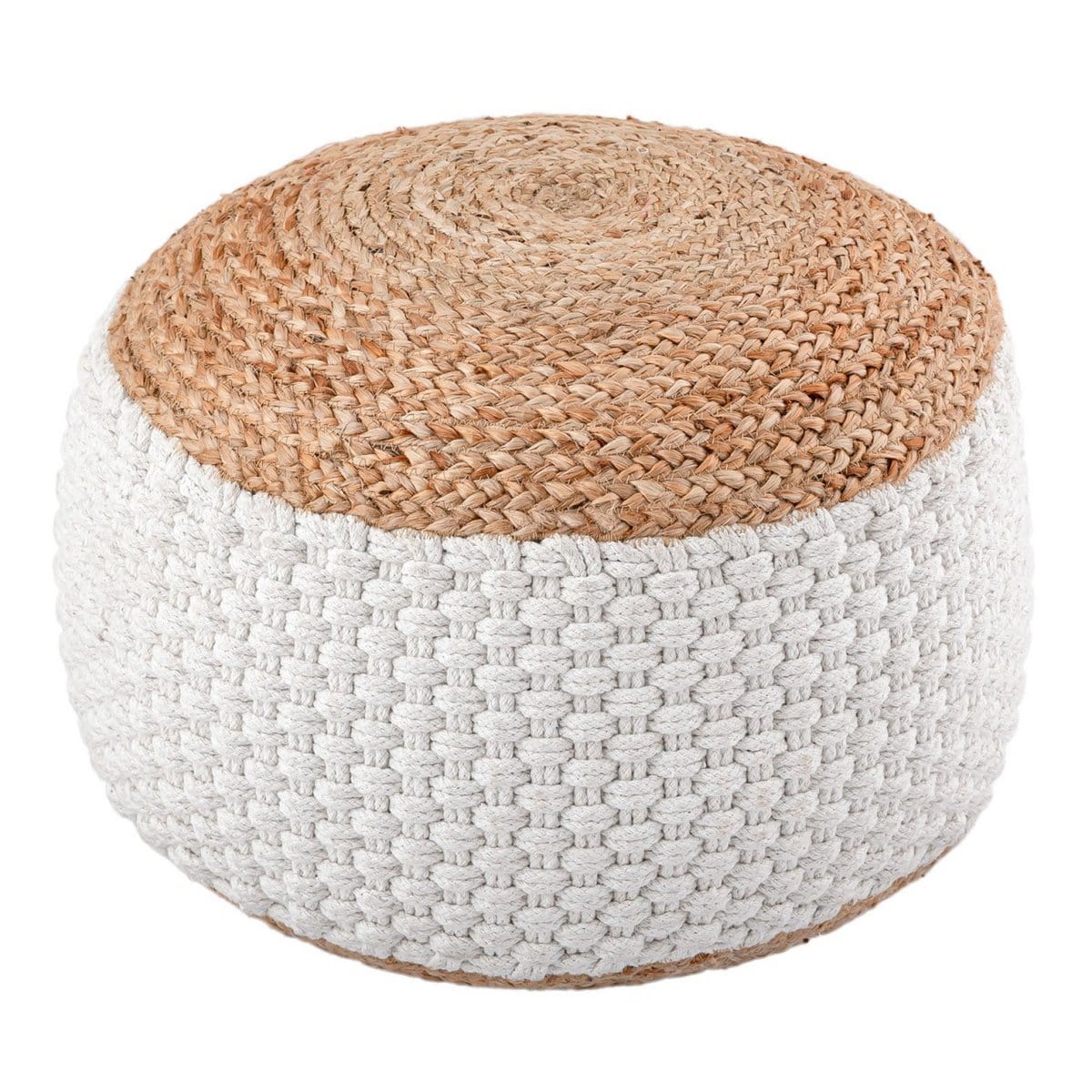 Voglrieder kreatives Wohnen Poef jute kruk rond 50x50 cm decoratieve kruk jute naturel poef vloerkussen voetenbank