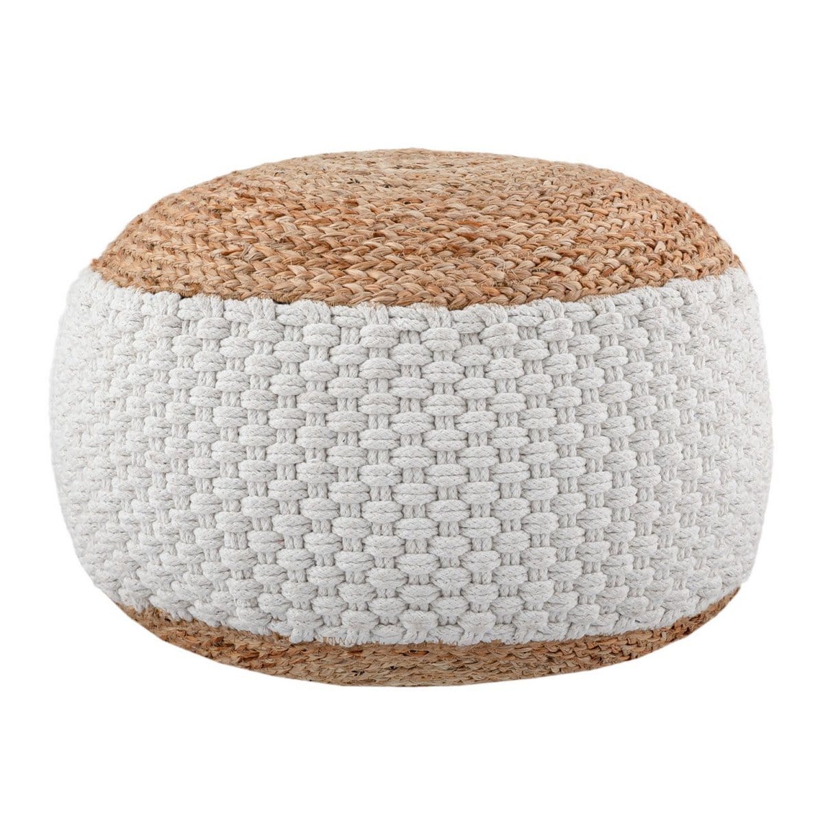 Voglrieder kreatives Wohnen Poef jute kruk rond 50x50 cm decoratieve kruk jute naturel poef vloerkussen voetenbank