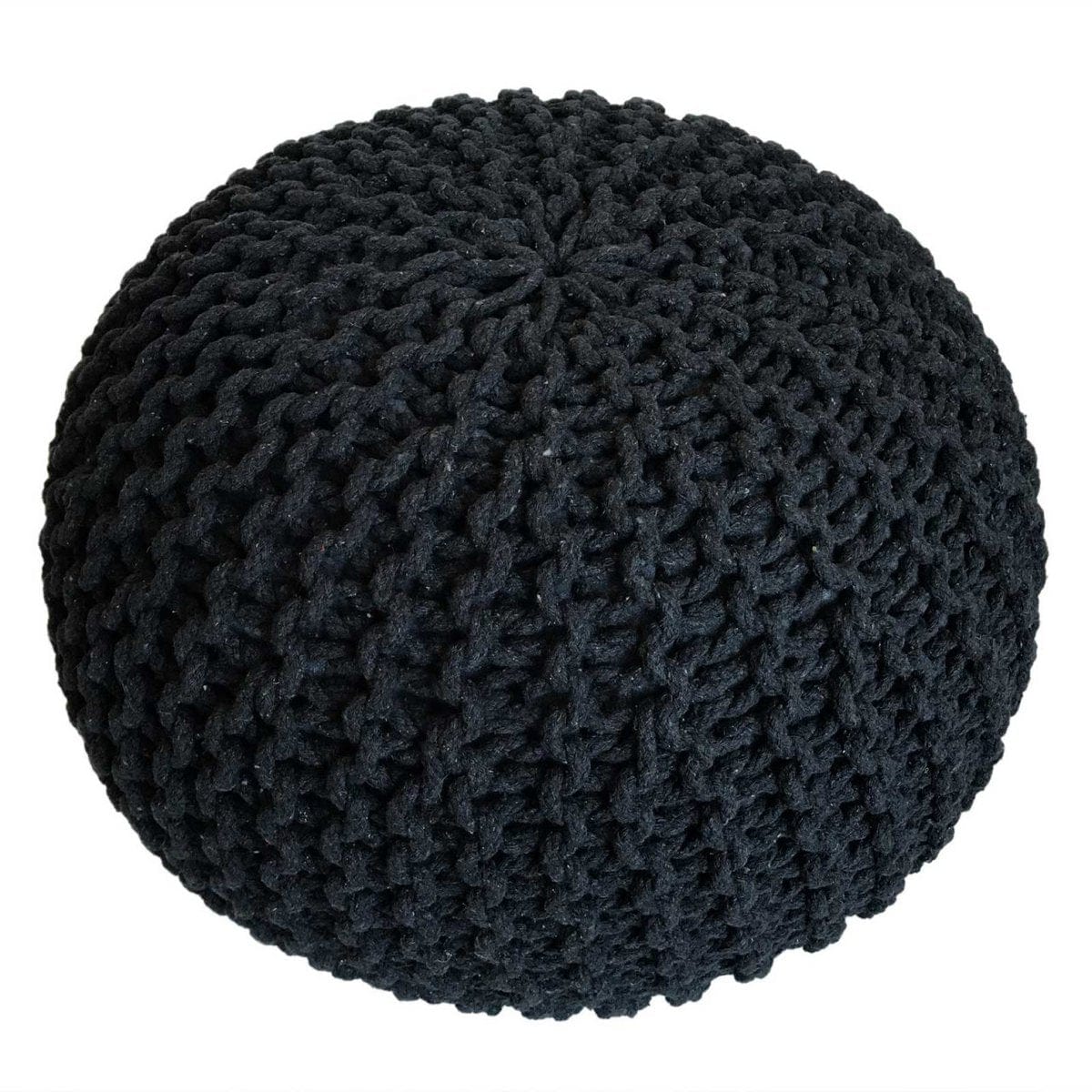 Voglrieder kreatives Wohnen Poef Ø 55 cm gebreide kruk poef vloerkussen grof gebreide look extra hoog hoogte 37 cm
