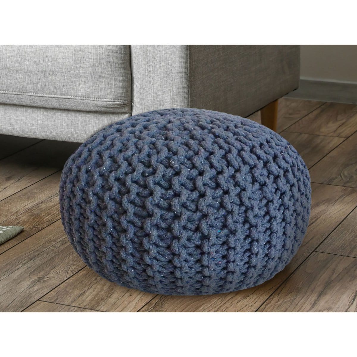 Voglrieder kreatives Wohnen Poef Ø 55 cm gebreide kruk poef vloerkussen grof gebreide look extra hoog hoogte 37 cm