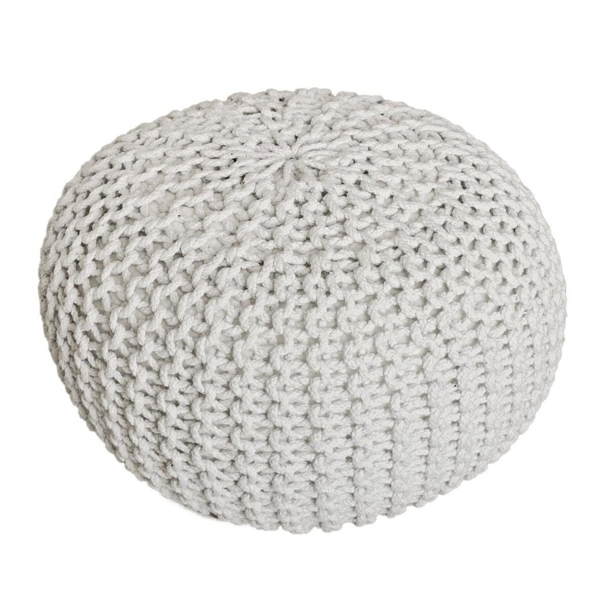 Voglrieder kreatives Wohnen Poef Ø 55 cm gebreide kruk poef vloerkussen grof gebreide look extra hoog hoogte 37 cm