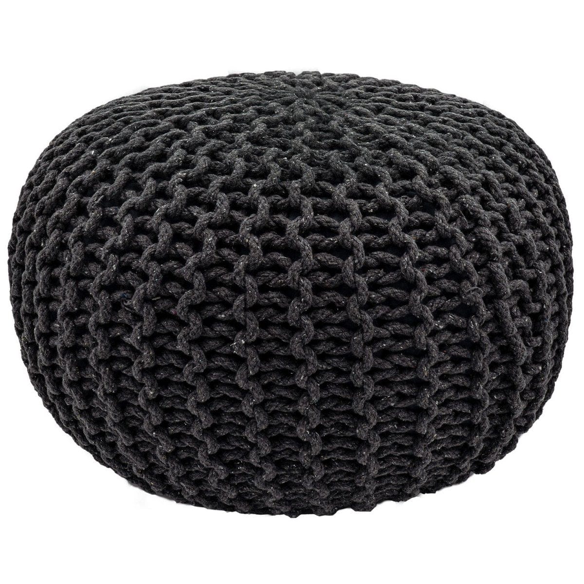 Voglrieder kreatives Wohnen Poef Ø 55 cm gebreide kruk poef vloerkussen grof gebreide look extra hoog hoogte 37 cm