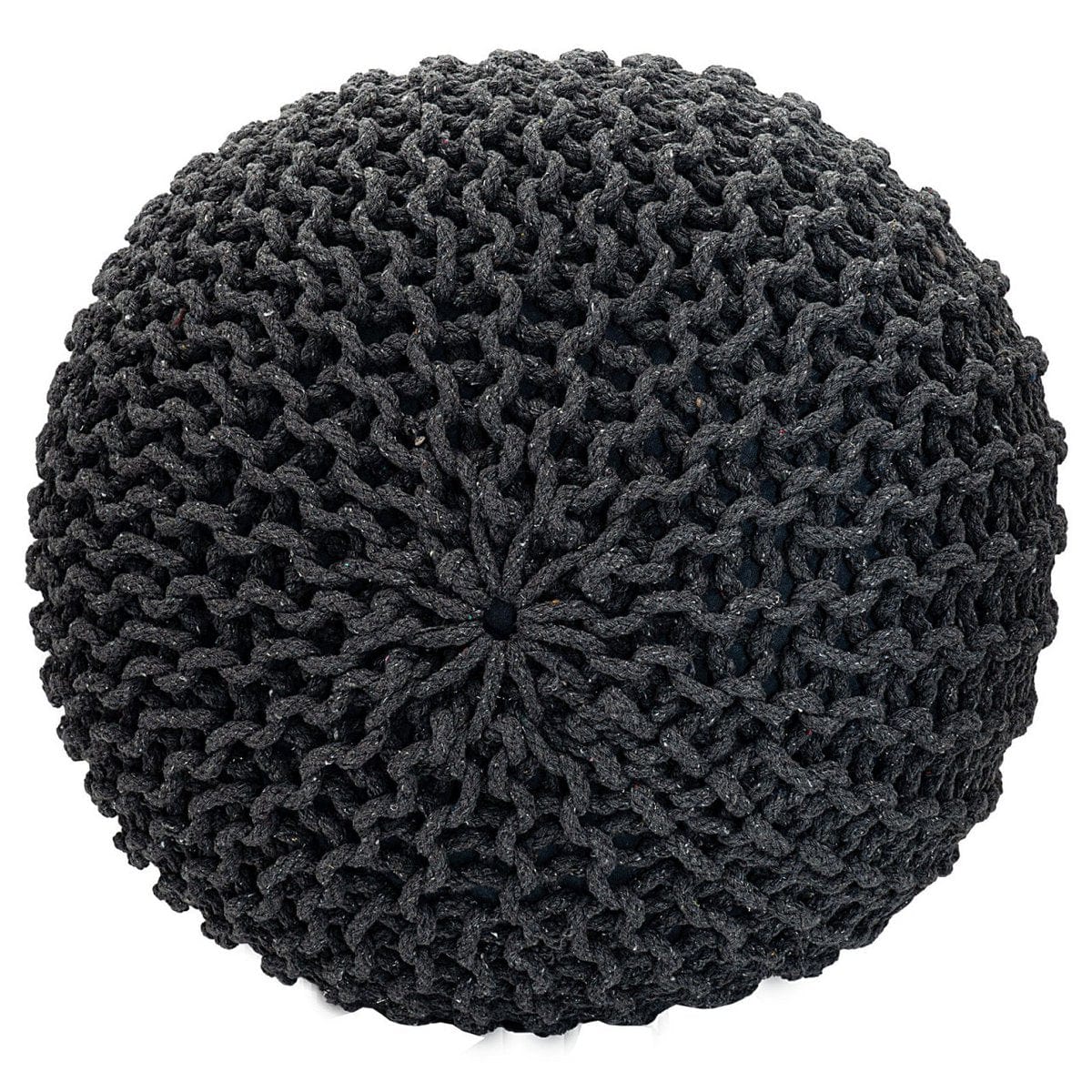 Voglrieder kreatives Wohnen Poef Ø 55 cm gebreide kruk poef vloerkussen grof gebreide look extra hoog hoogte 37 cm
