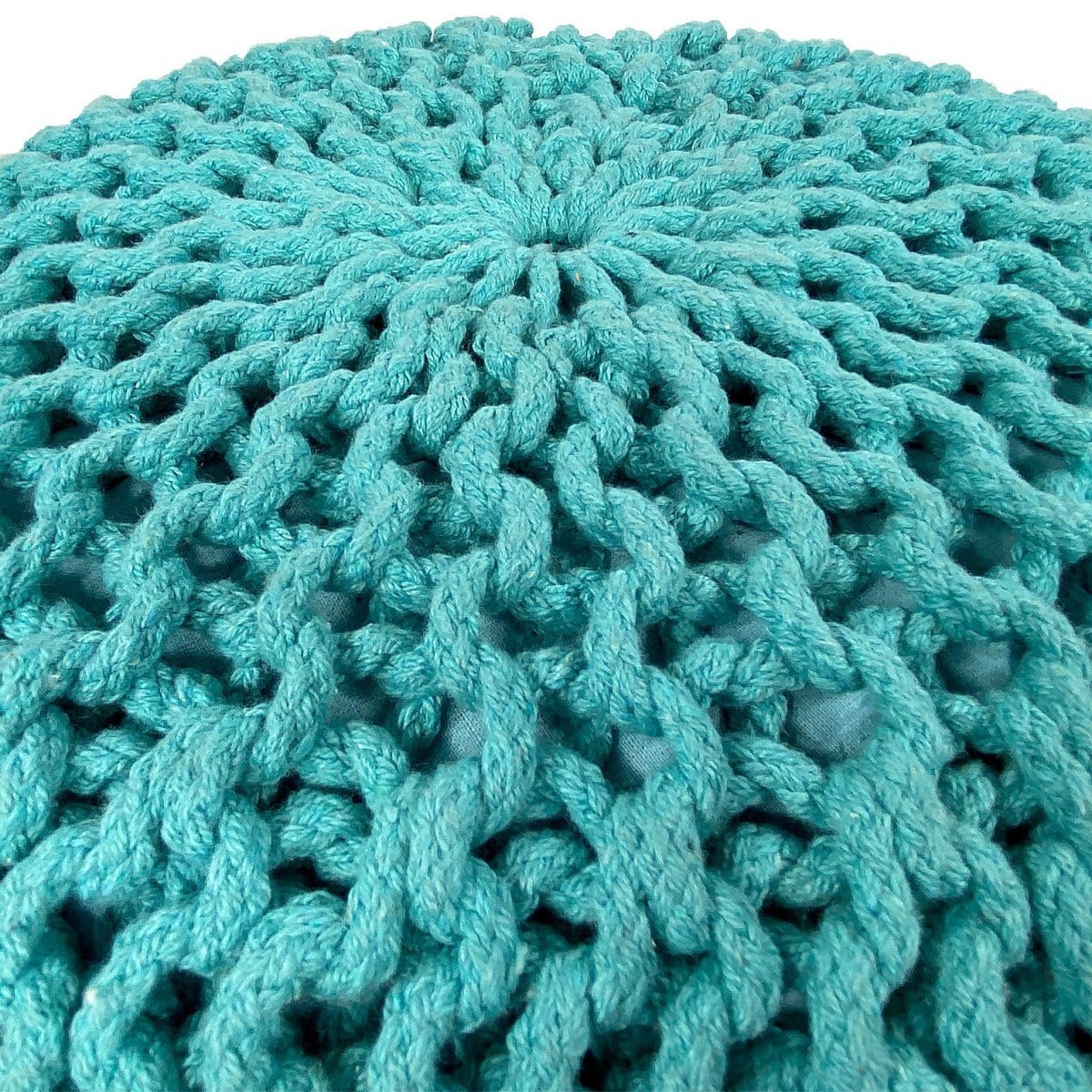 Voglrieder kreatives Wohnen Poef Ø 55 cm gebreide kruk poef vloerkussen grof gebreide look extra hoog hoogte 37 cm