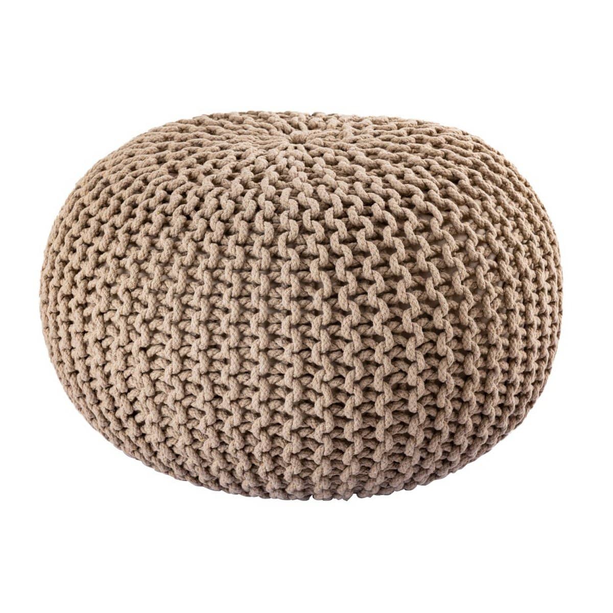 Voglrieder kreatives Wohnen Poef Ø 55 cm gebreide kruk poef vloerkussen grof gebreide look extra hoog hoogte 37 cm