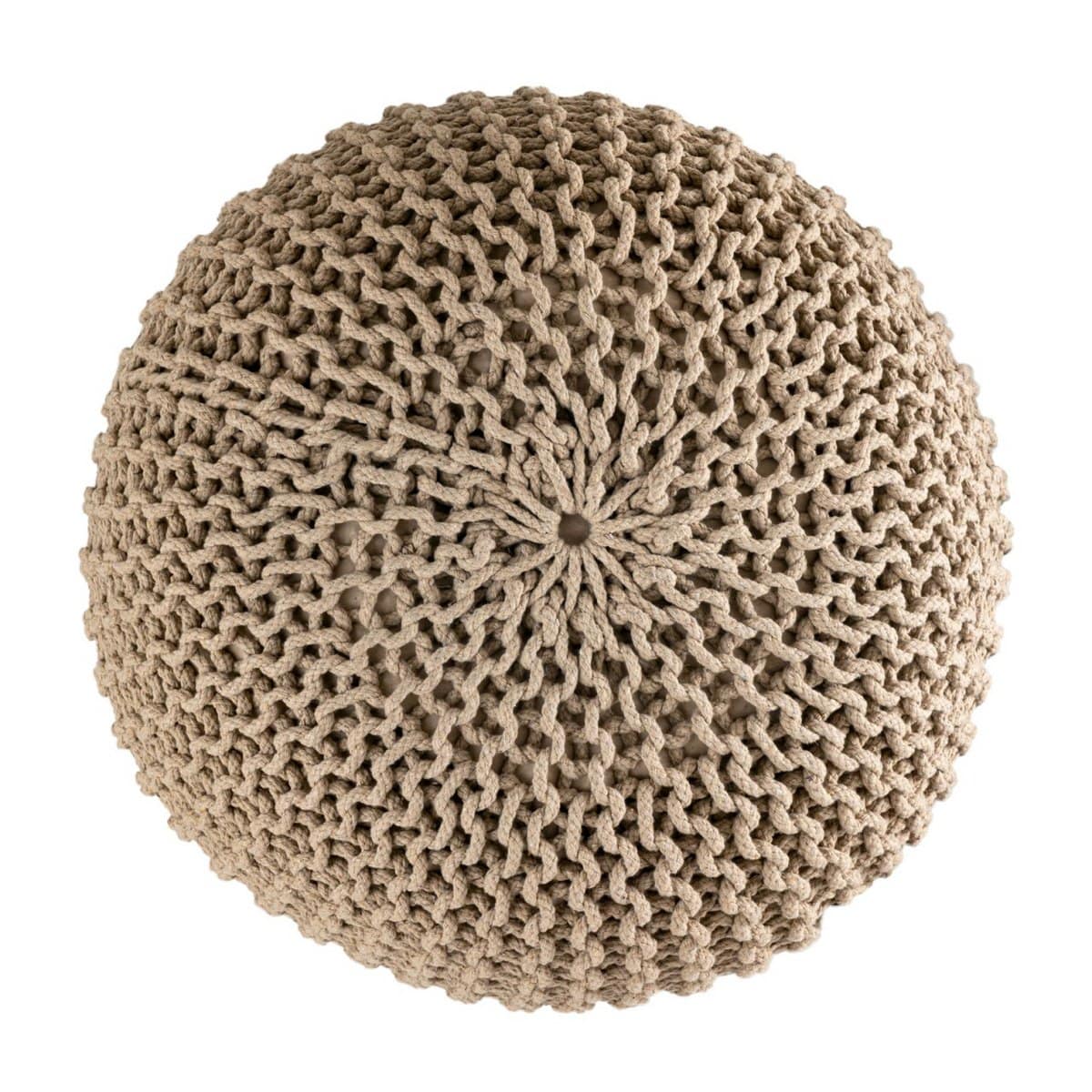 Voglrieder kreatives Wohnen Poef Ø 55 cm gebreide kruk poef vloerkussen grof gebreide look extra hoog hoogte 37 cm
