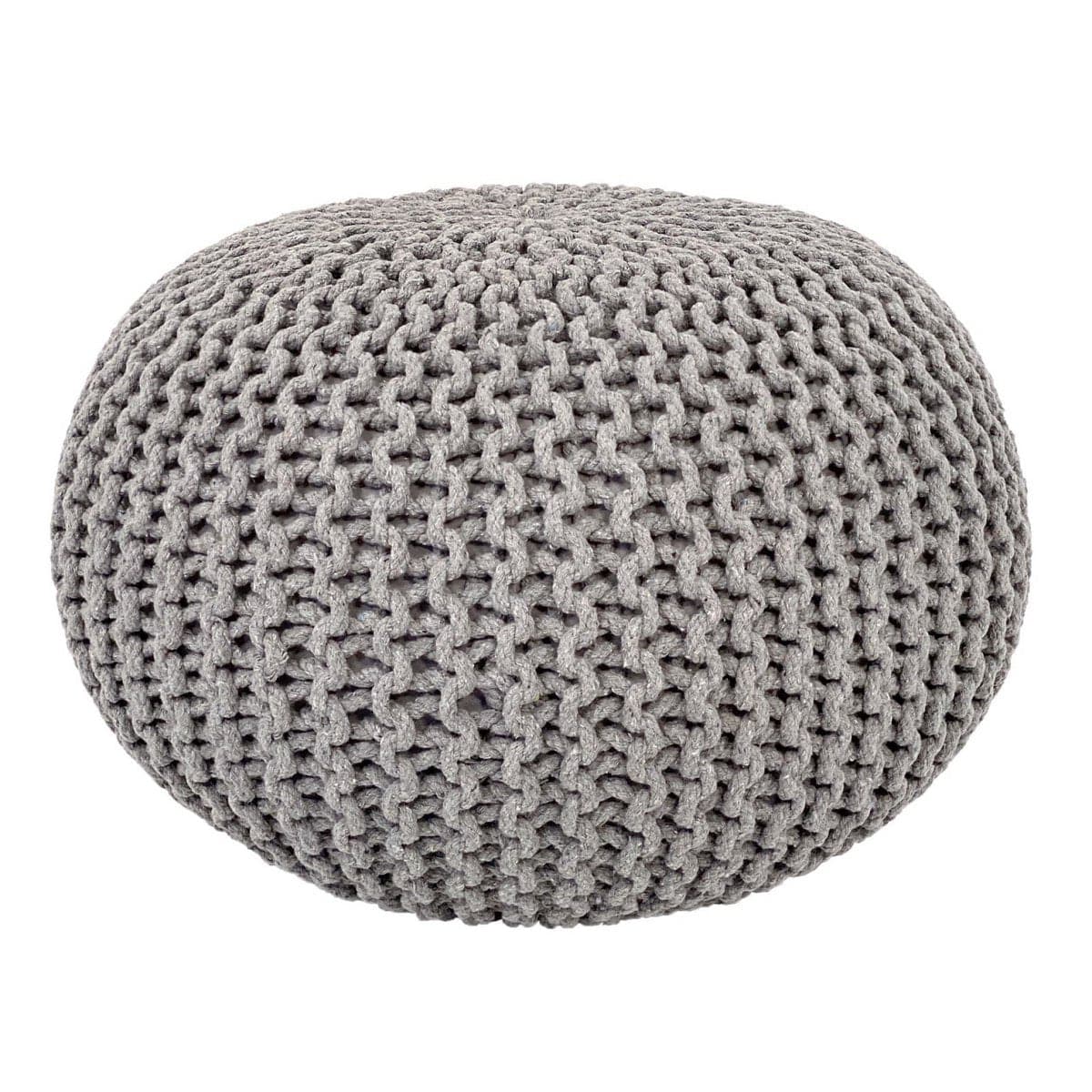 Voglrieder kreatives Wohnen Poef Ø 55 cm gebreide kruk poef vloerkussen grof gebreide look extra hoog hoogte 37 cm