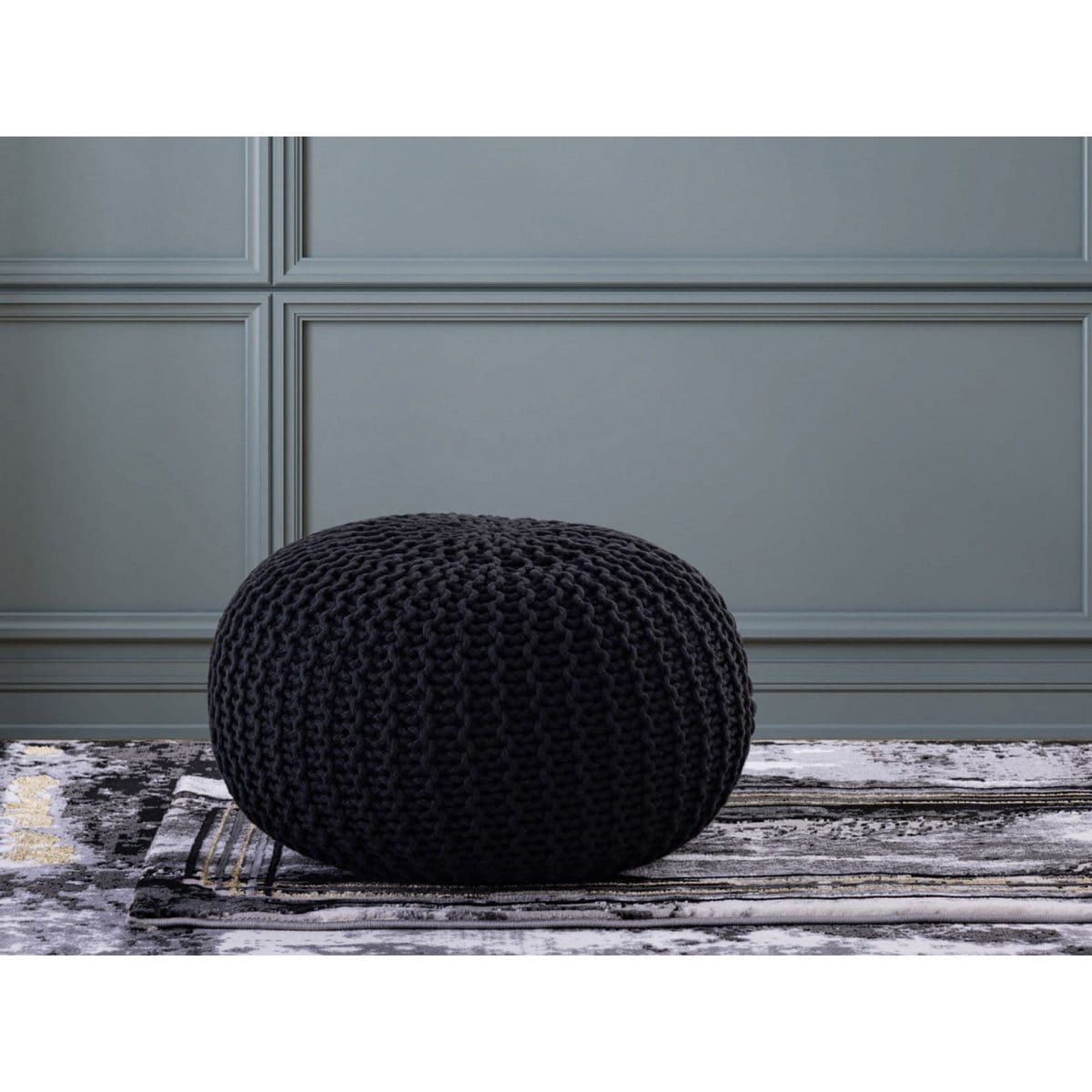 Voglrieder kreatives Wohnen PREMIUM poef zitpoef gebreide kruk gebreide poef Ø 55 cm wasbaar binnen en buiten schitterende kleuren!