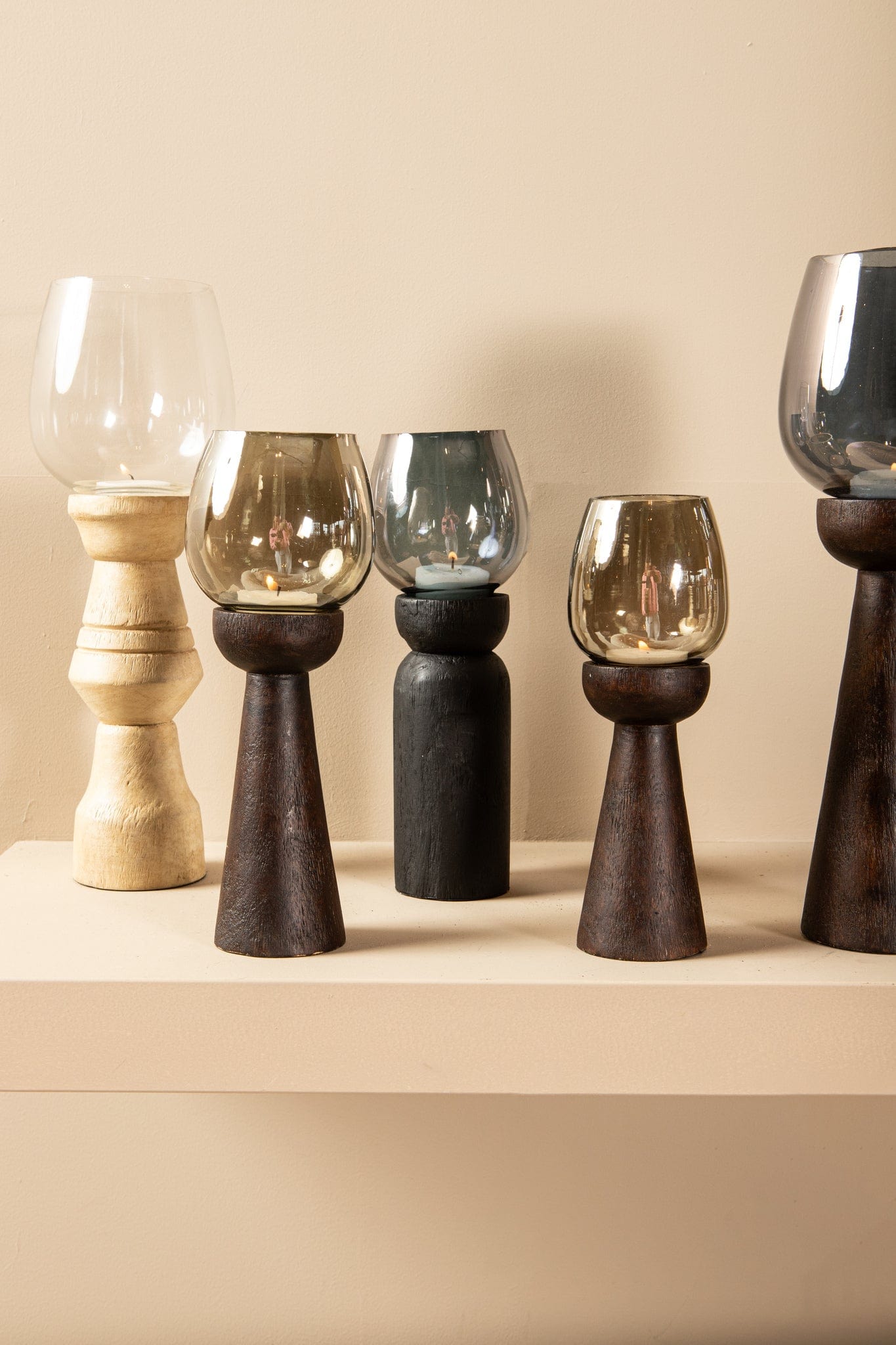 PTMD Qez Bruin mangohout stormlicht rookglas XL