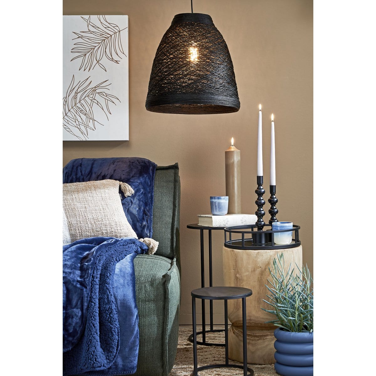 Mica Decorations Quinty Bijzettafel - Set van 3 - H50 x Ø32 cm - Metaal - Zwart