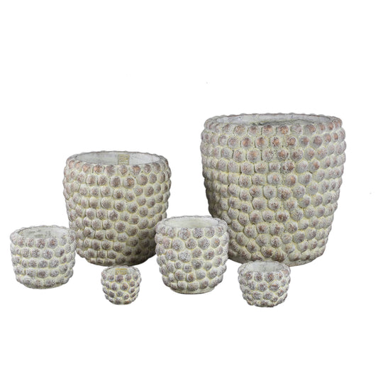 PTMD Ruis Crème cement gestippelde pot rond XL