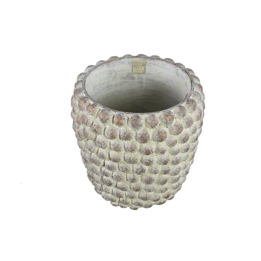 PTMD Ruis Crème cement stippenpot rond XXL