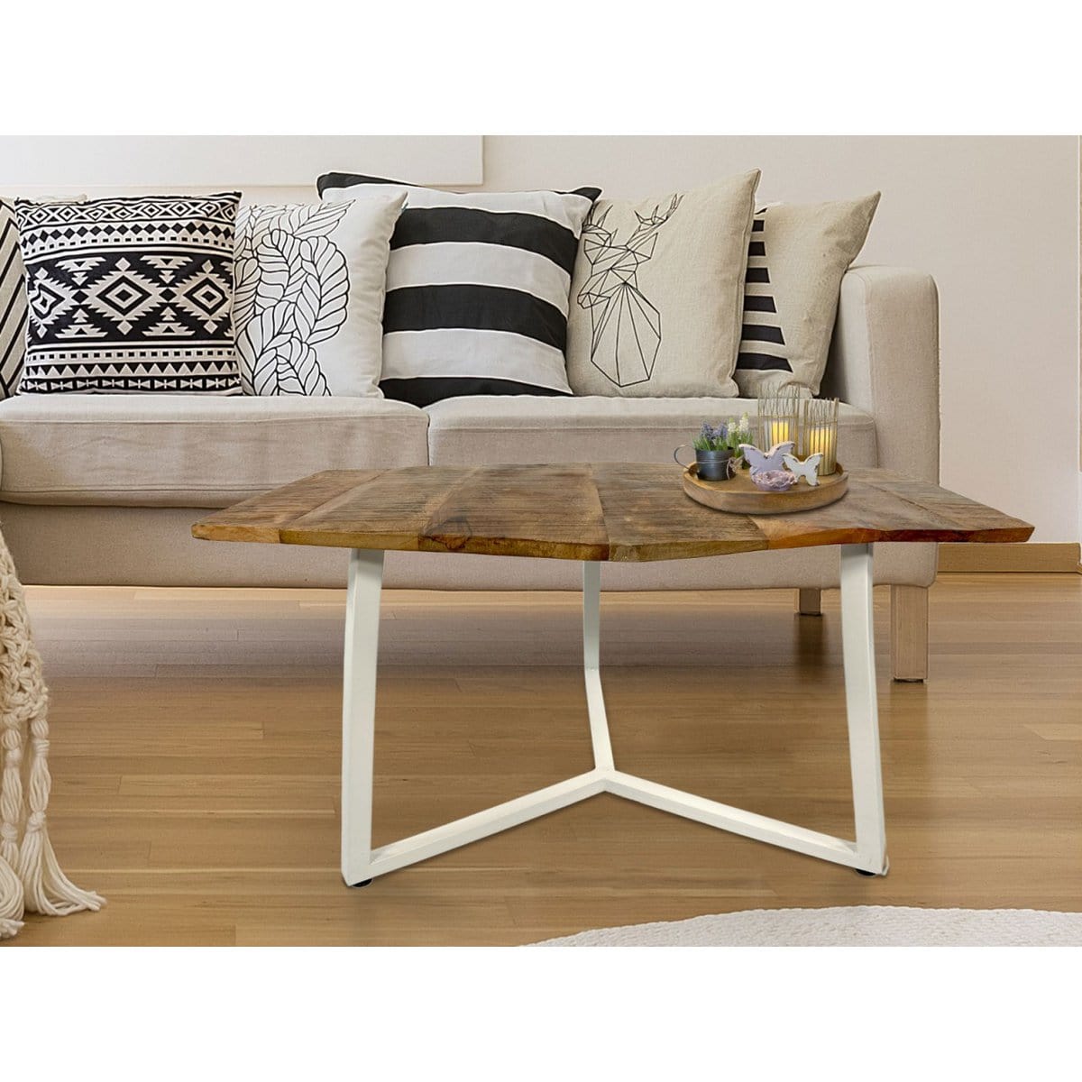 Voglrieder kreatives Wohnen Salontafel 74 x 56 cm duurzame woonkamertafel bijzettafel Lyon metalen frame zwart of wit