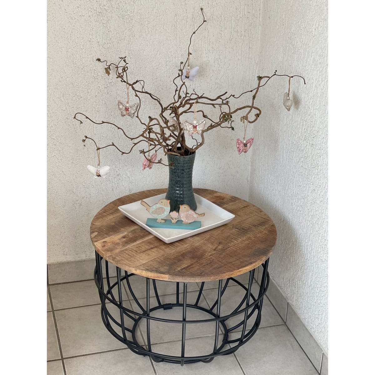 Voglrieder kreatives Wohnen Salontafel ø 55 cm woonkamertafel ronde bijzettafel duurzaam London metalen draadframe grid