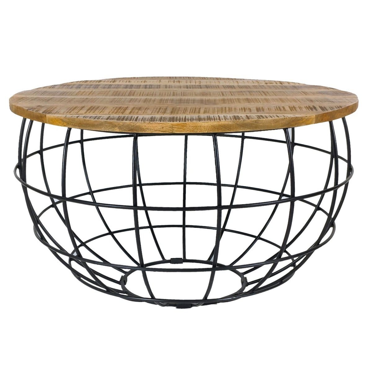 Voglrieder kreatives Wohnen Salontafel rond duurzaam Lexington ø 75 cm metalen rooster draadframe massief houten woonkamertafel