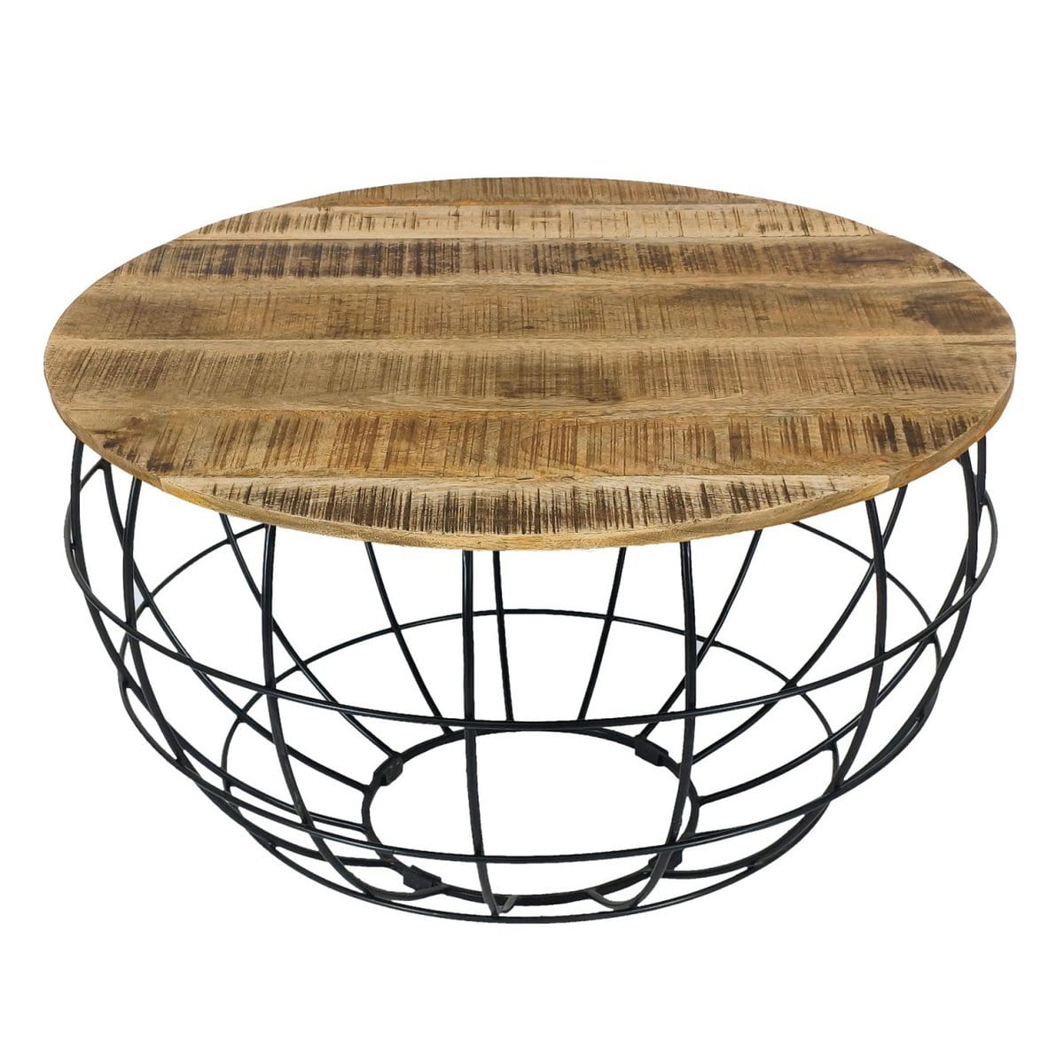 Voglrieder kreatives Wohnen Salontafel rond duurzaam Lexington ø 75 cm metalen rooster draadframe massief houten woonkamertafel