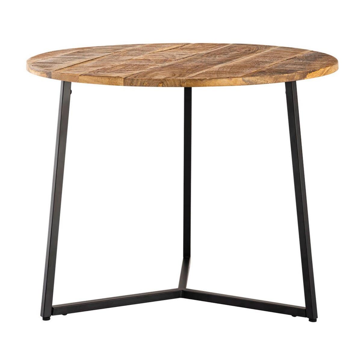 Voglrieder kreatives Wohnen Salontafel rond massief hout ø 56cm woonkamertafel bijzettafel La Palma metalen frame zwart