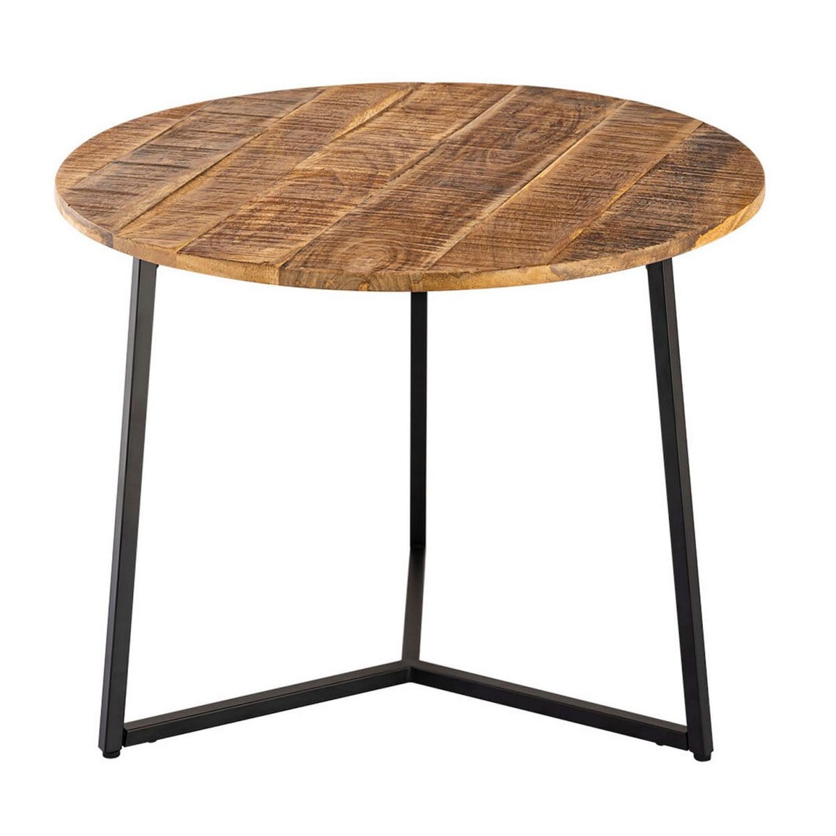 Voglrieder kreatives Wohnen Salontafel rond massief hout ø 56cm woonkamertafel bijzettafel La Palma metalen frame zwart