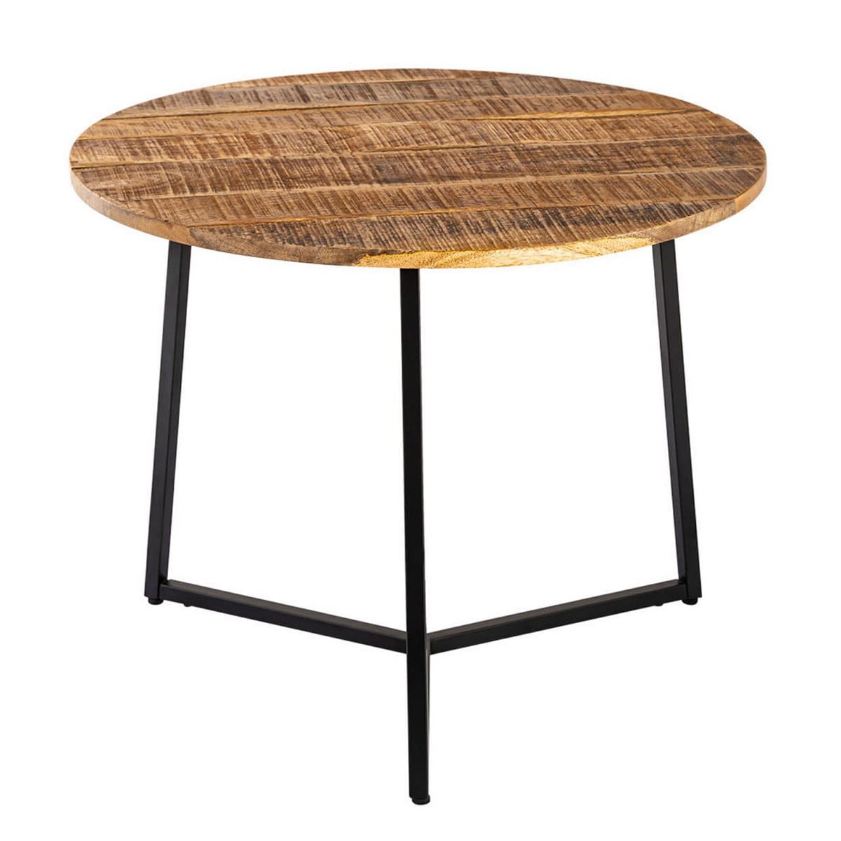 Voglrieder kreatives Wohnen Salontafel rond massief hout ø 56cm woonkamertafel bijzettafel La Palma metalen frame zwart