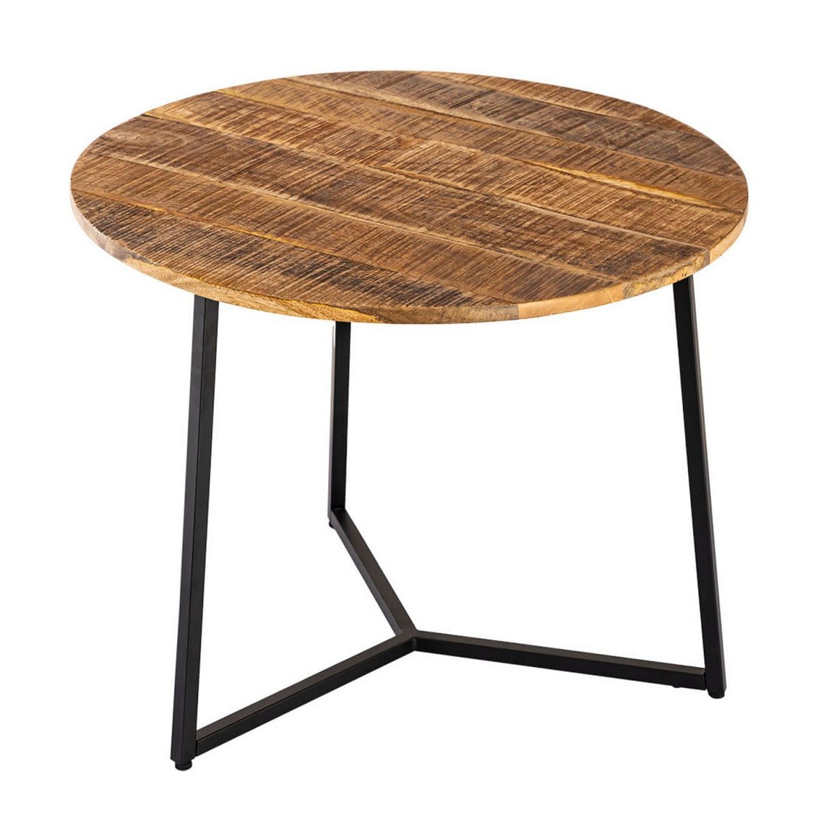 Voglrieder kreatives Wohnen Salontafel rond massief hout ø 56cm woonkamertafel bijzettafel La Palma metalen frame zwart