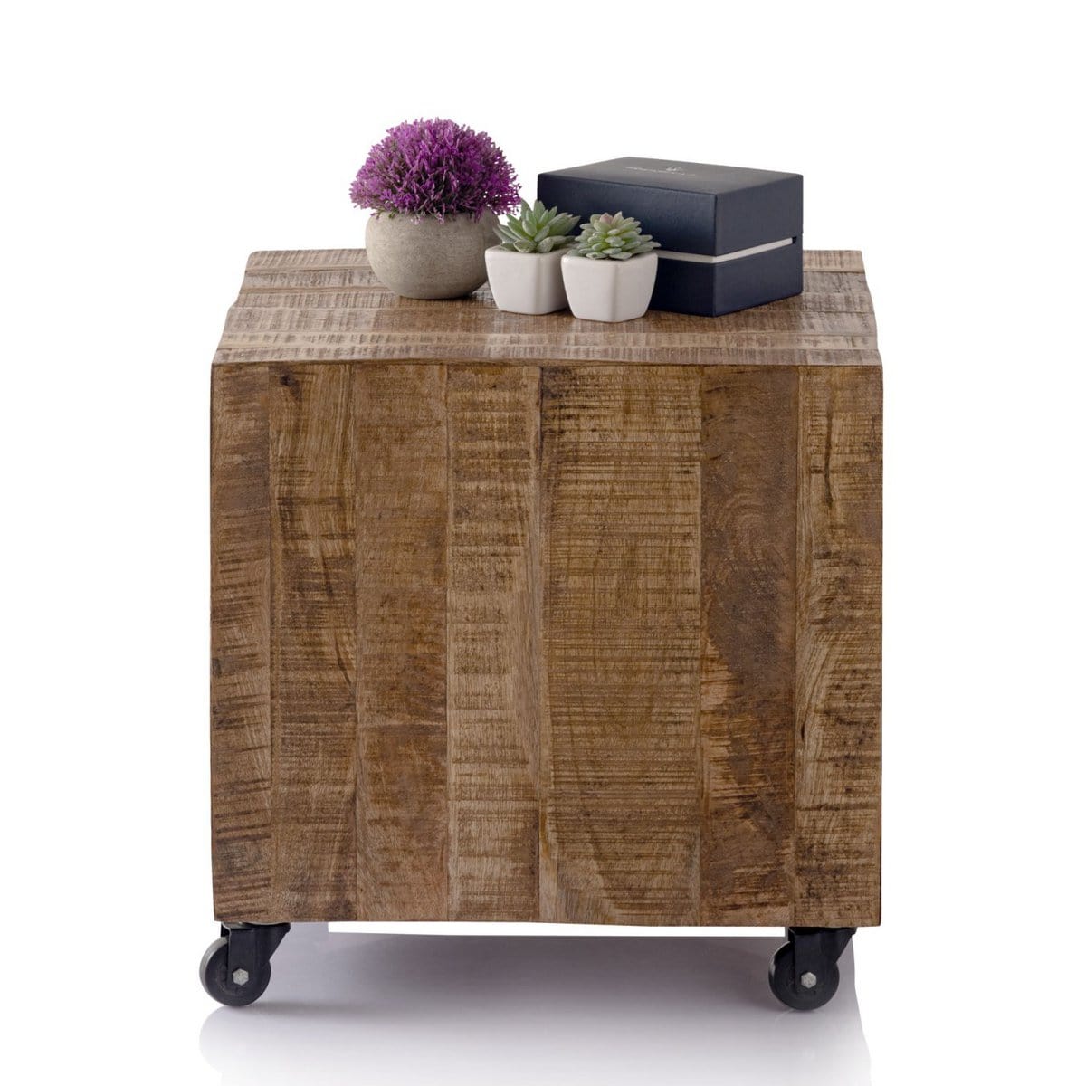 Salontafel vierkant 45 x 45 x 45 cm bijzettafel bloementafel duurzaam mango recuperatiehout