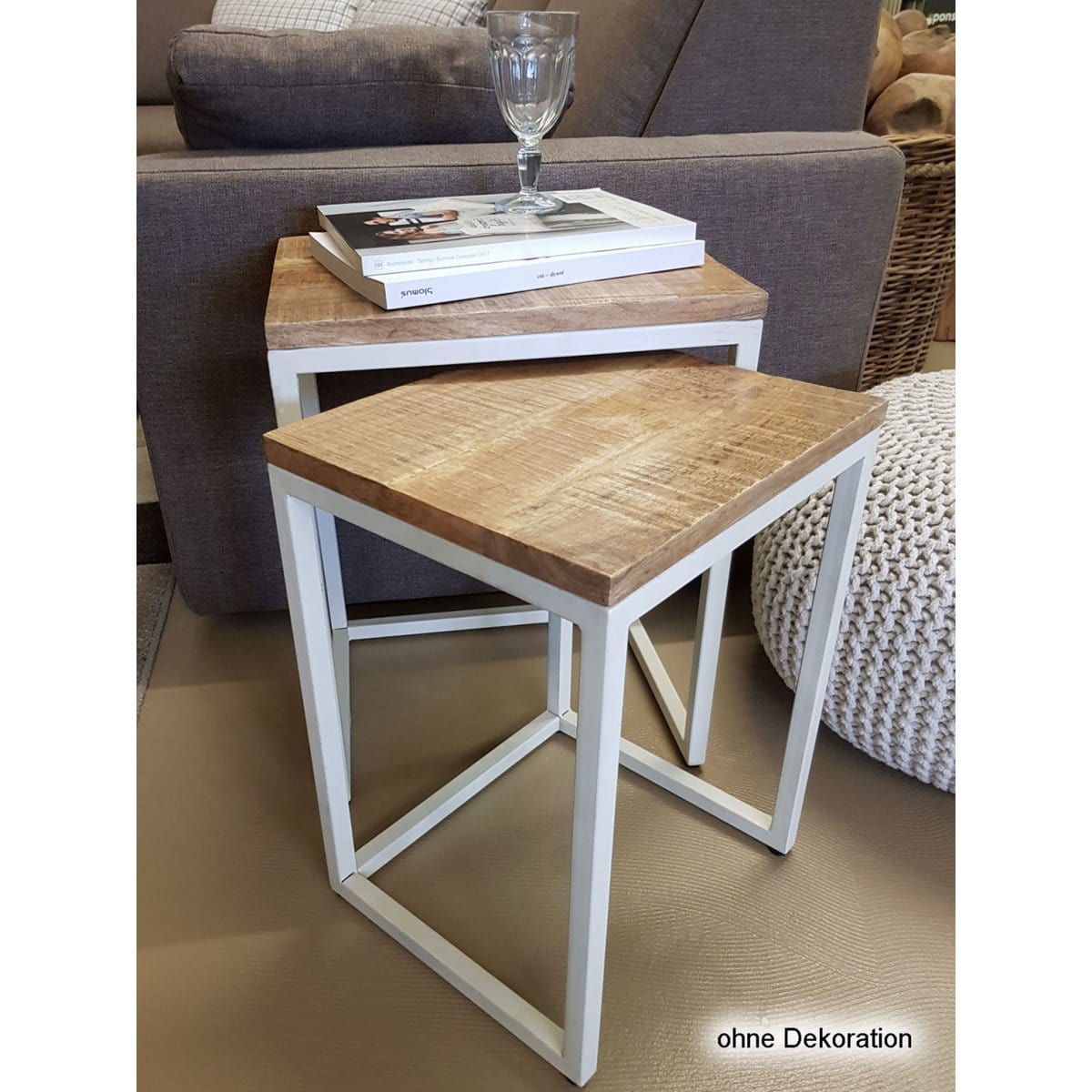 Voglrieder kreatives Wohnen Salontafelset 2-delig woonkamertafel nesttafel Dallas metalen frame zwart of wit
