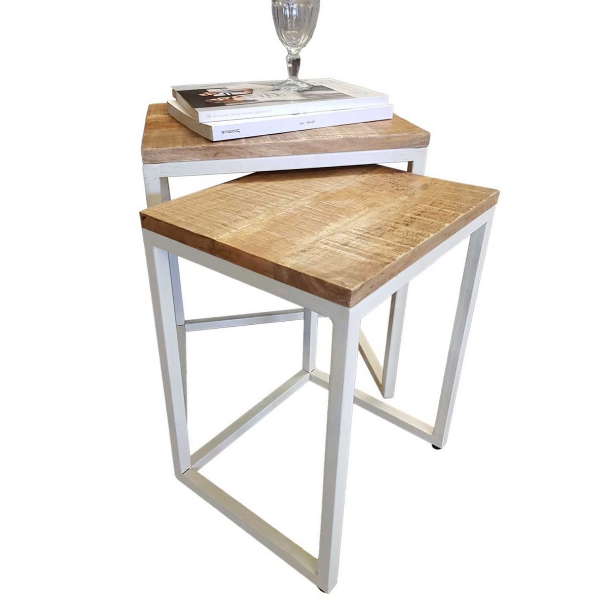 Voglrieder kreatives Wohnen Salontafelset 2-delig woonkamertafel nesttafel Dallas metalen frame zwart of wit