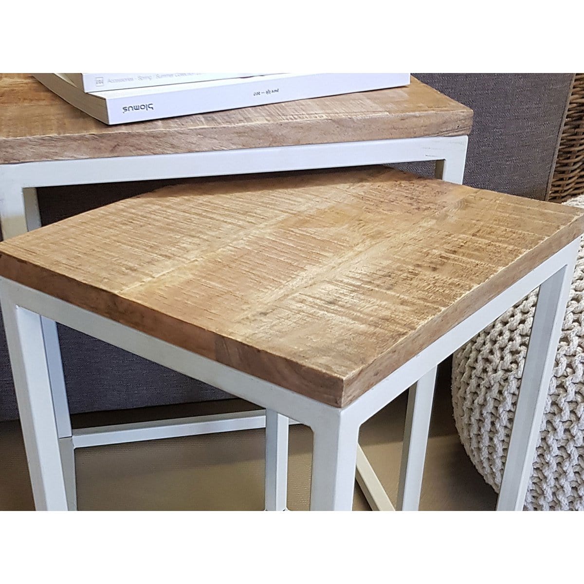 Voglrieder kreatives Wohnen Salontafelset 2-delig woonkamertafel nesttafel Dallas metalen frame zwart of wit