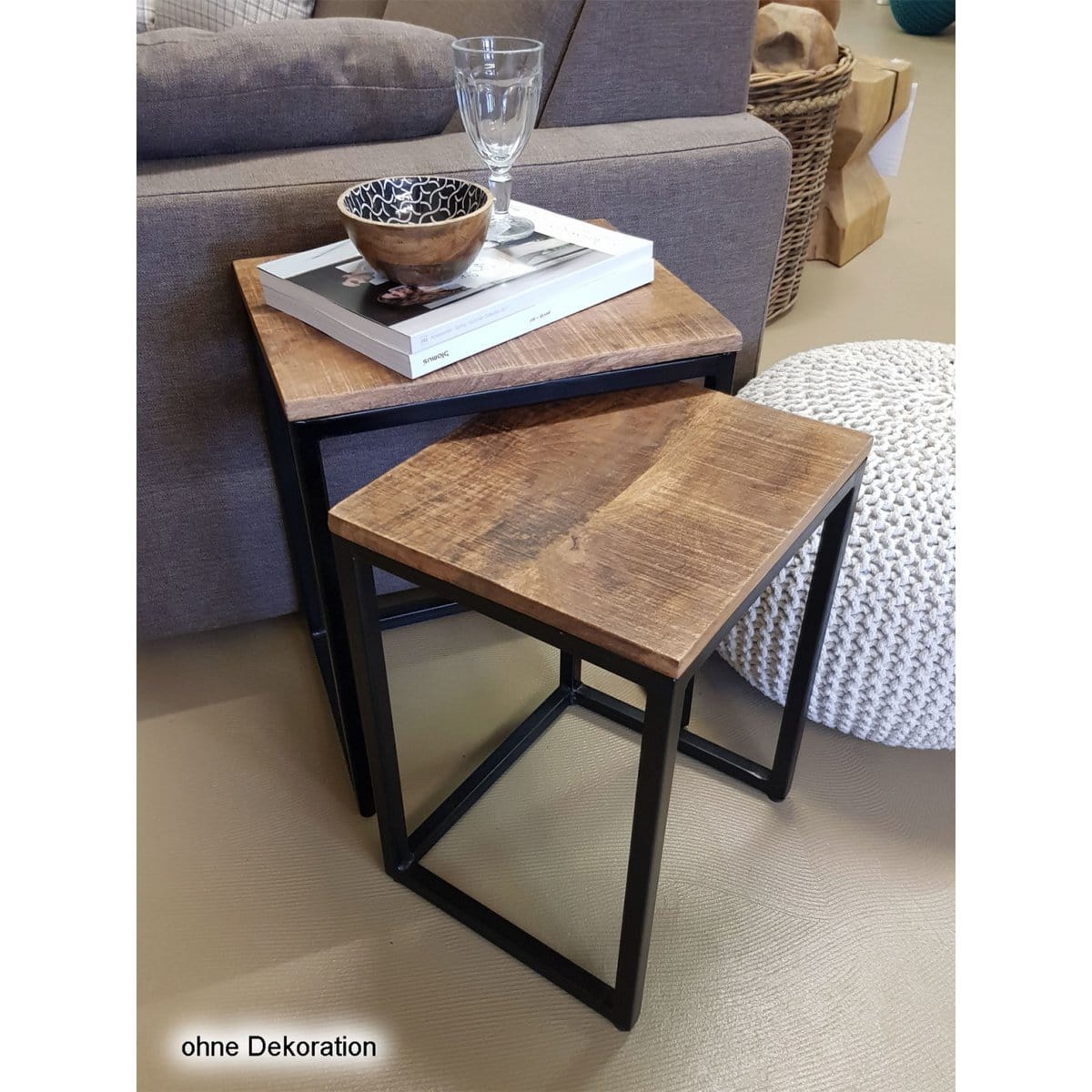 Voglrieder kreatives Wohnen Salontafelset 2-delig woonkamertafel nesttafel Dallas metalen frame zwart of wit