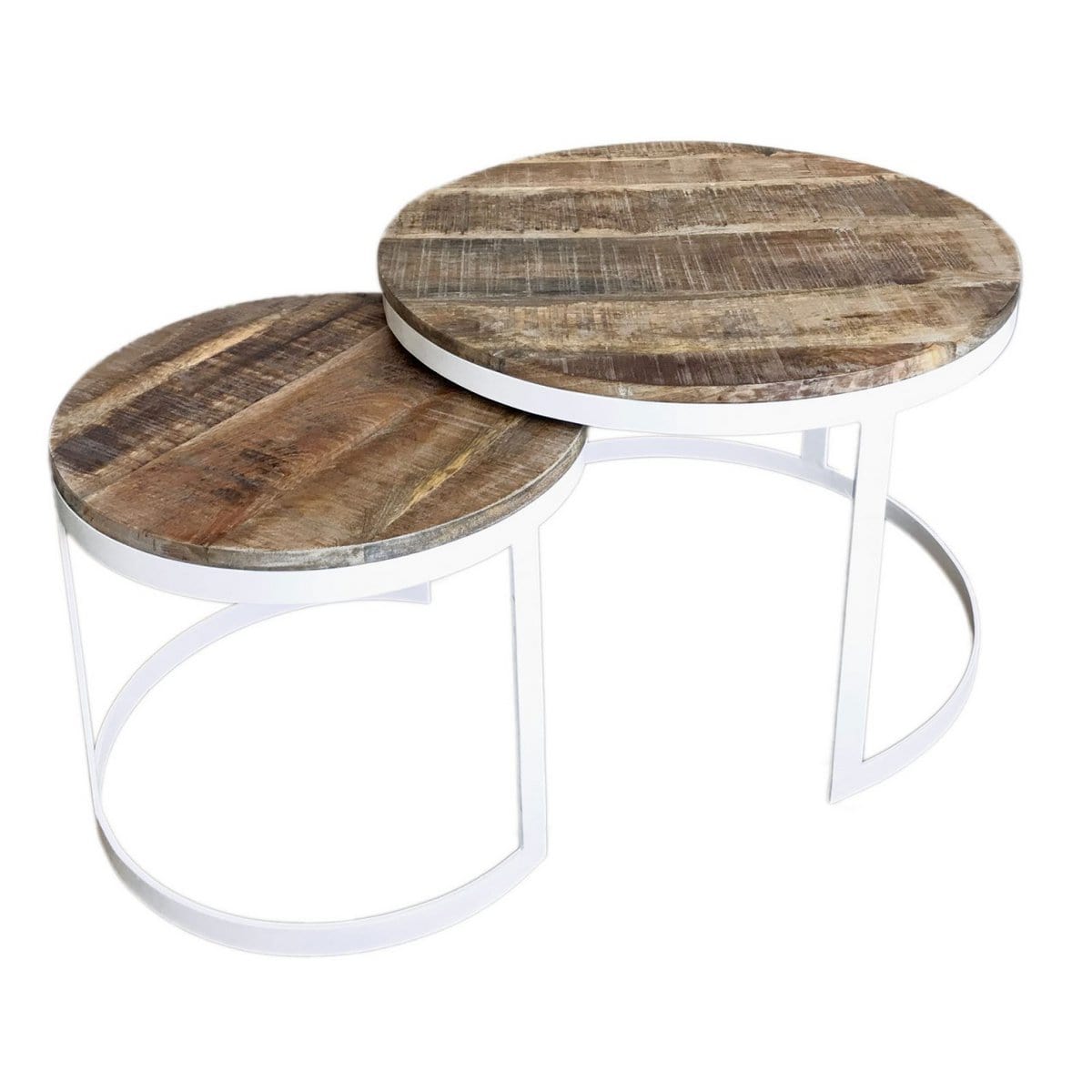 Voglrieder kreatives Wohnen Salontafelset van 2 bijzettafels woonkamertafel rond Austin metalen frame oud zilver of zwart