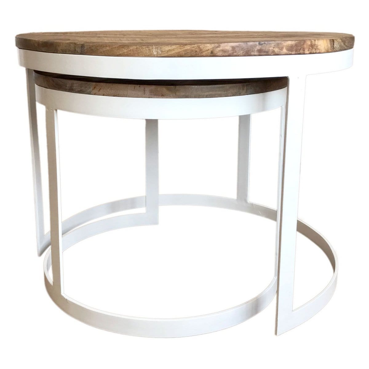 Voglrieder kreatives Wohnen Salontafelset van 2 bijzettafels woonkamertafel rond Austin metalen frame oud zilver of zwart