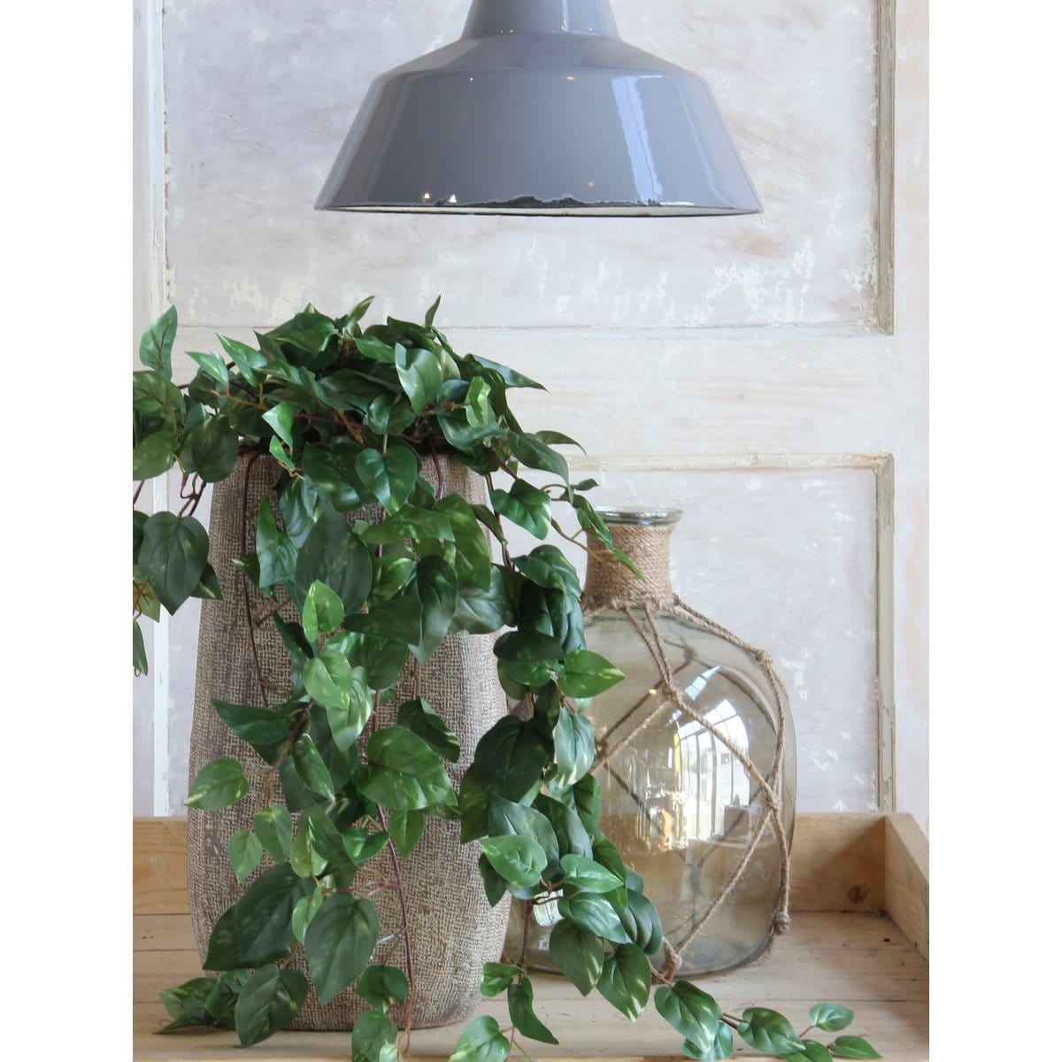 Mica Decorations Scindapsus Kunst Hangplant in Bloempot Stan - H45 x Ø25 cm - Groen