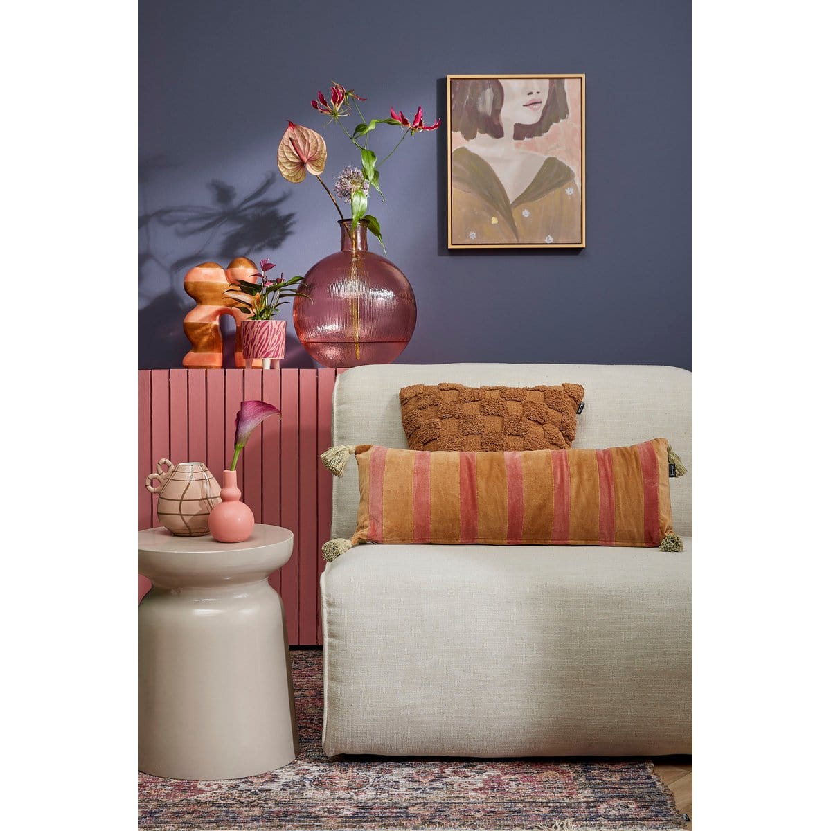 In The Mood Sierkussen Streep - 70 x 25 cm - Katoen Velvet - Bruin