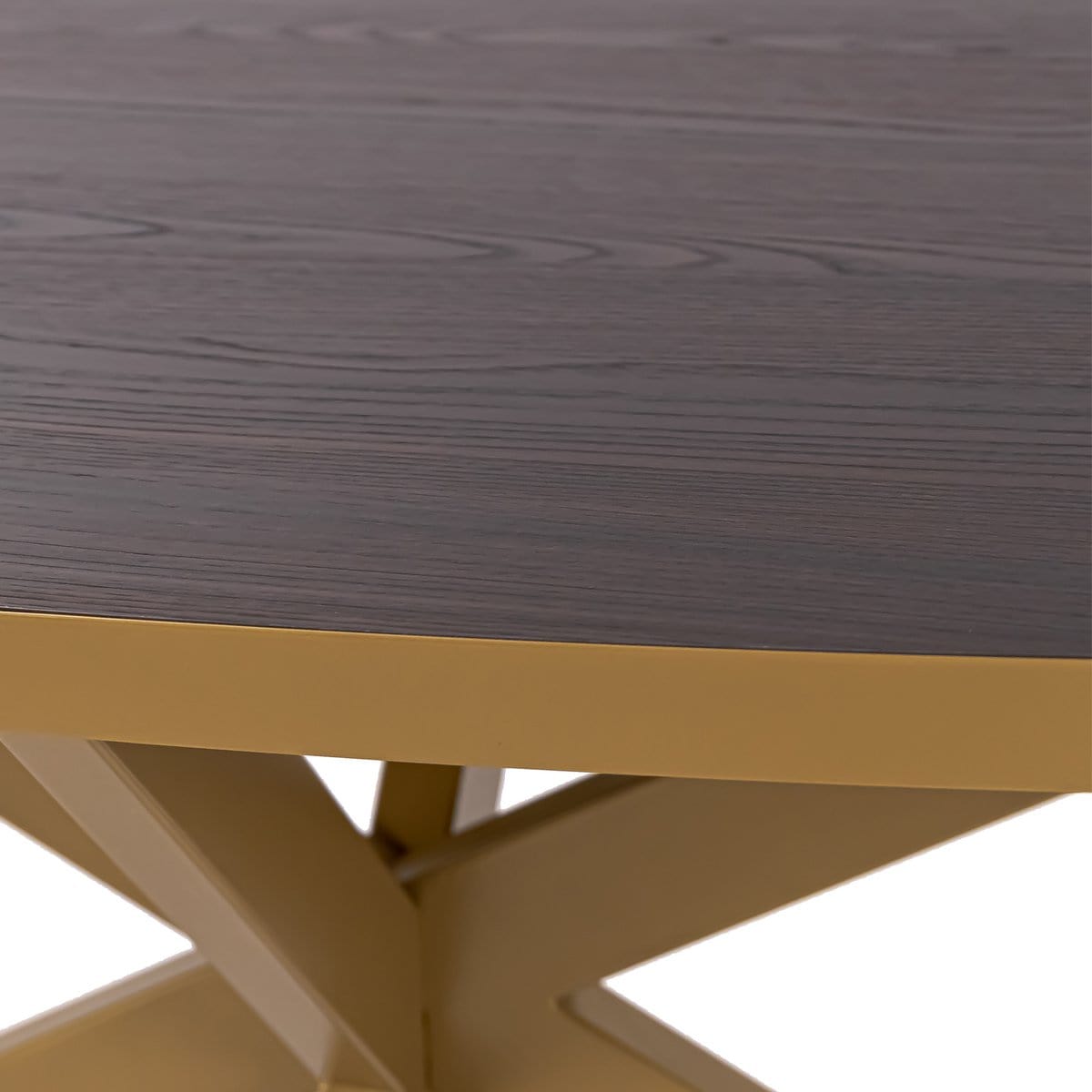 Stalux Stalux Ovale eettafel 'Mees' 210 x 100cm, kleur goud / bruin hout